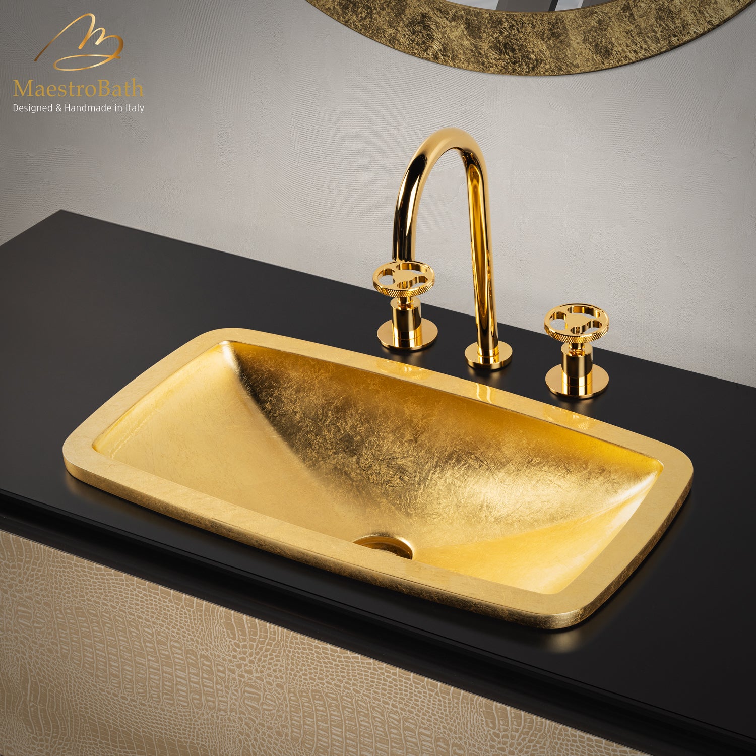 Country 3-Hole Luxury Bathroom Faucet #color_polished gold