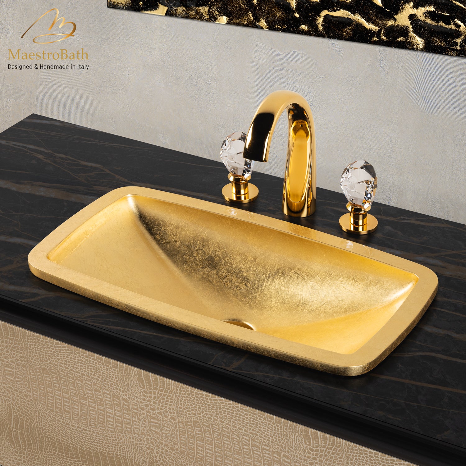 Lux Crystal 3-Hole Bathroom Faucet #color_polished gold