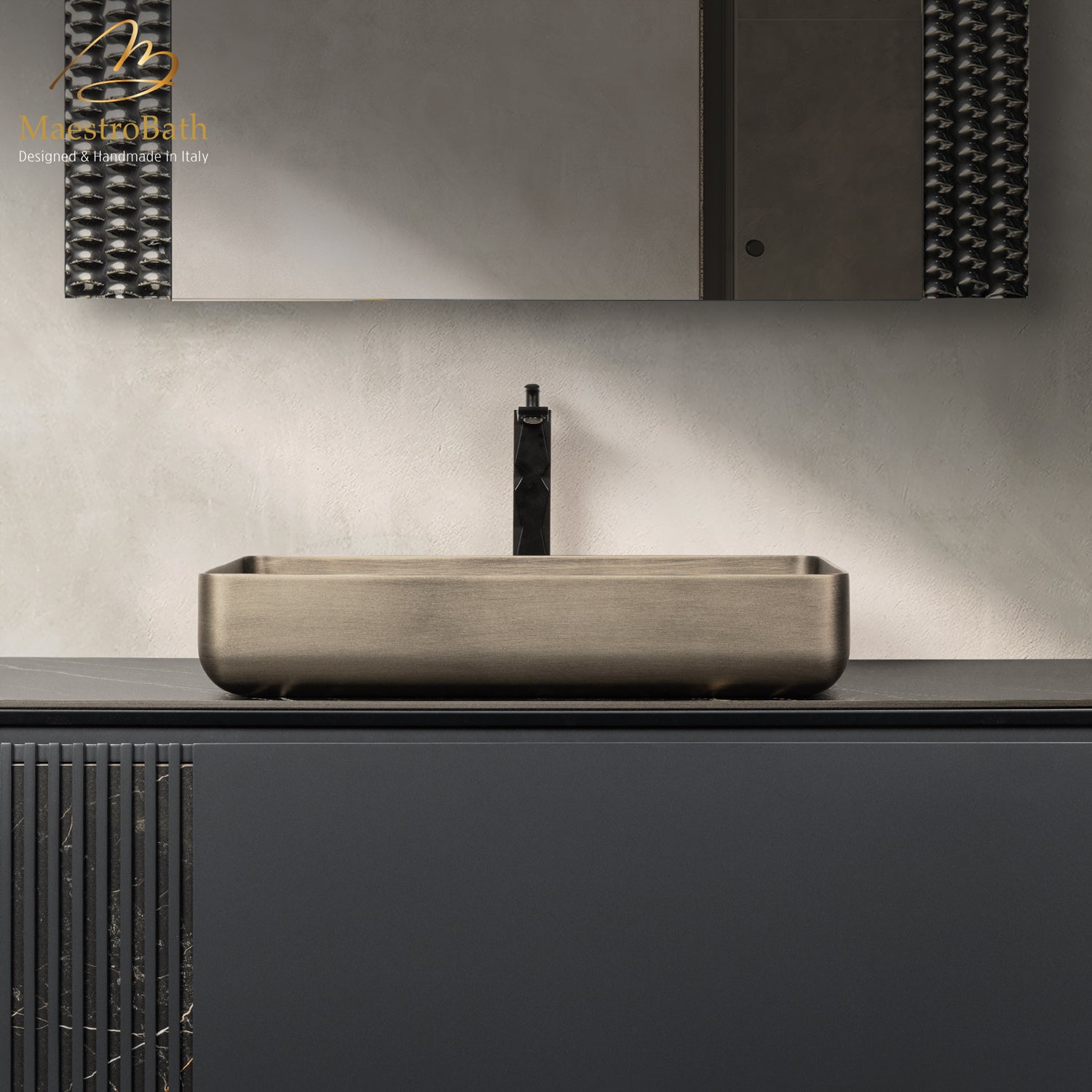 Luxury Rectangle Bathroom Vessel Sink | Bronze