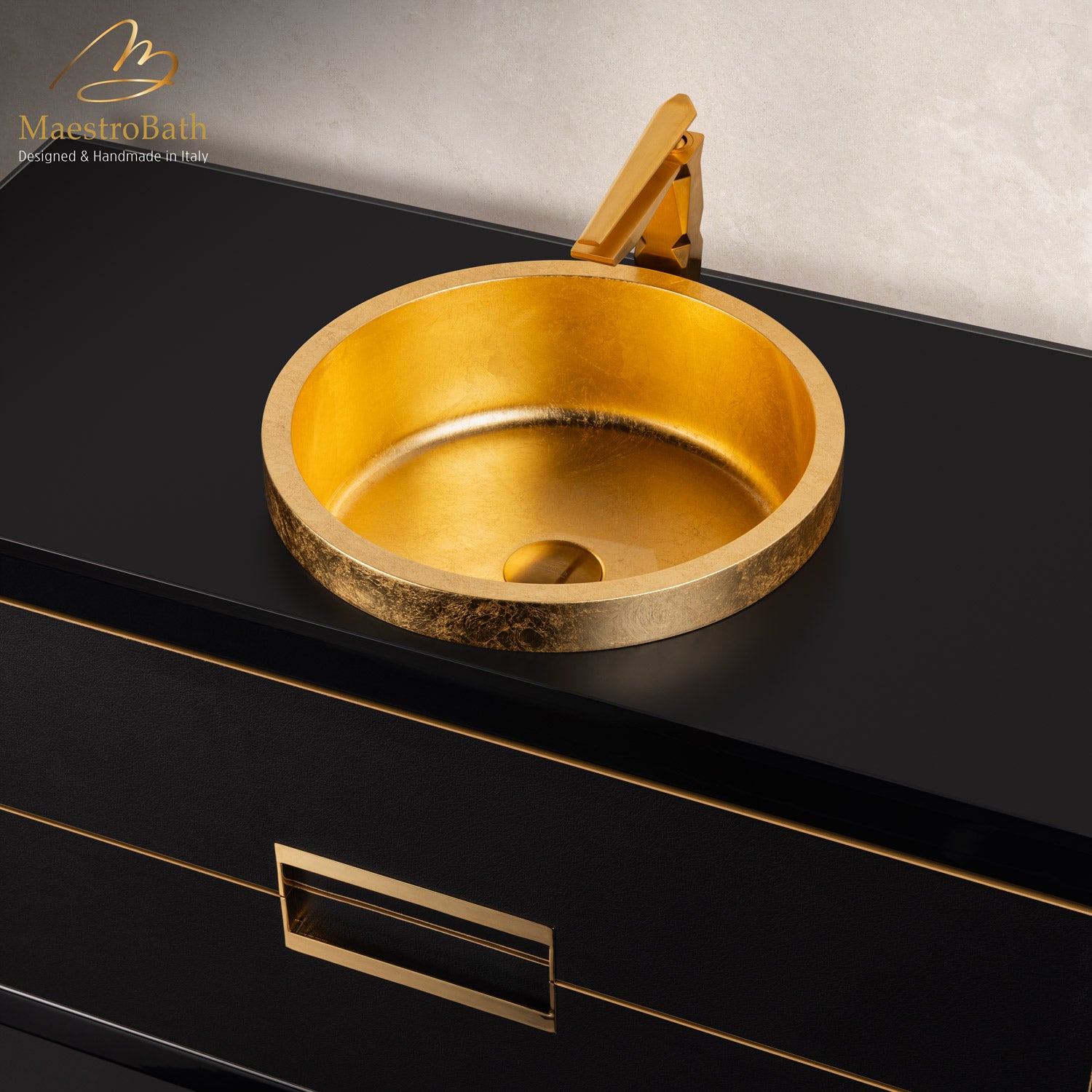 Gold Drop-In Bathroom Sink #color_gold leaf