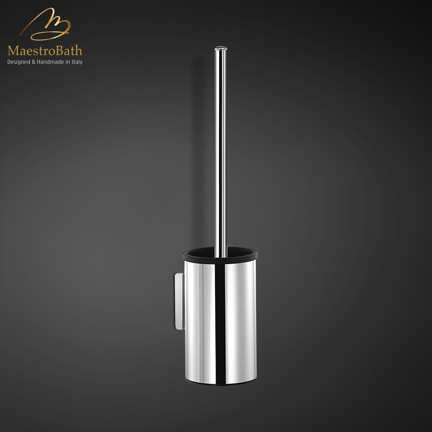 Modern Wall Mounted Brush Holder | Polished Chrome