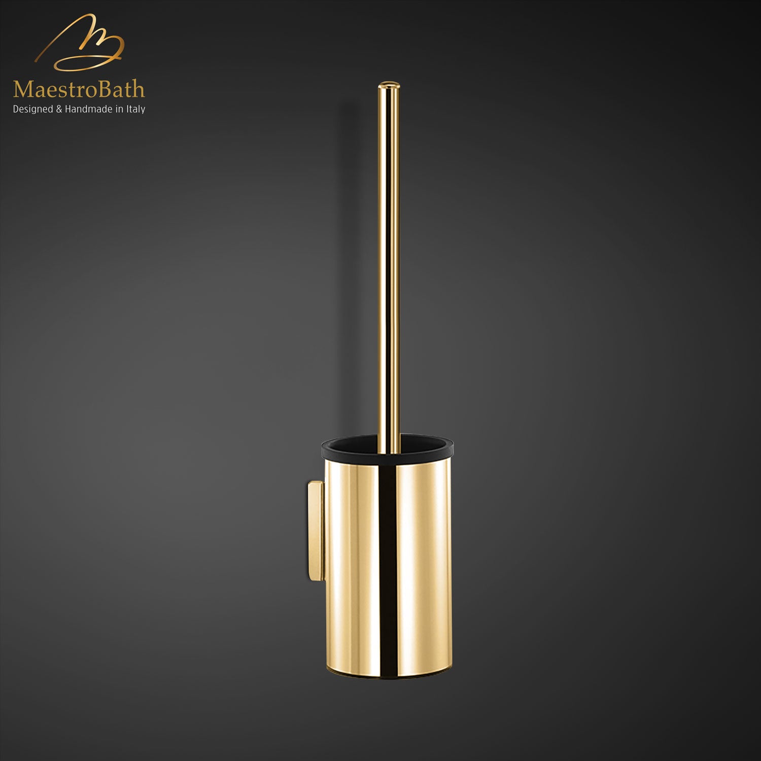 Modern Wall Mounted Brush Holder | Polished Gold