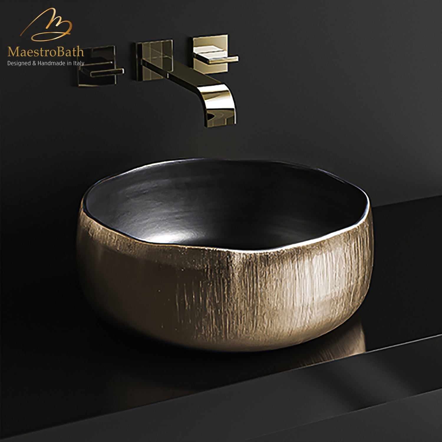 Contemporary Bathroom Vessel Sink #color_gold