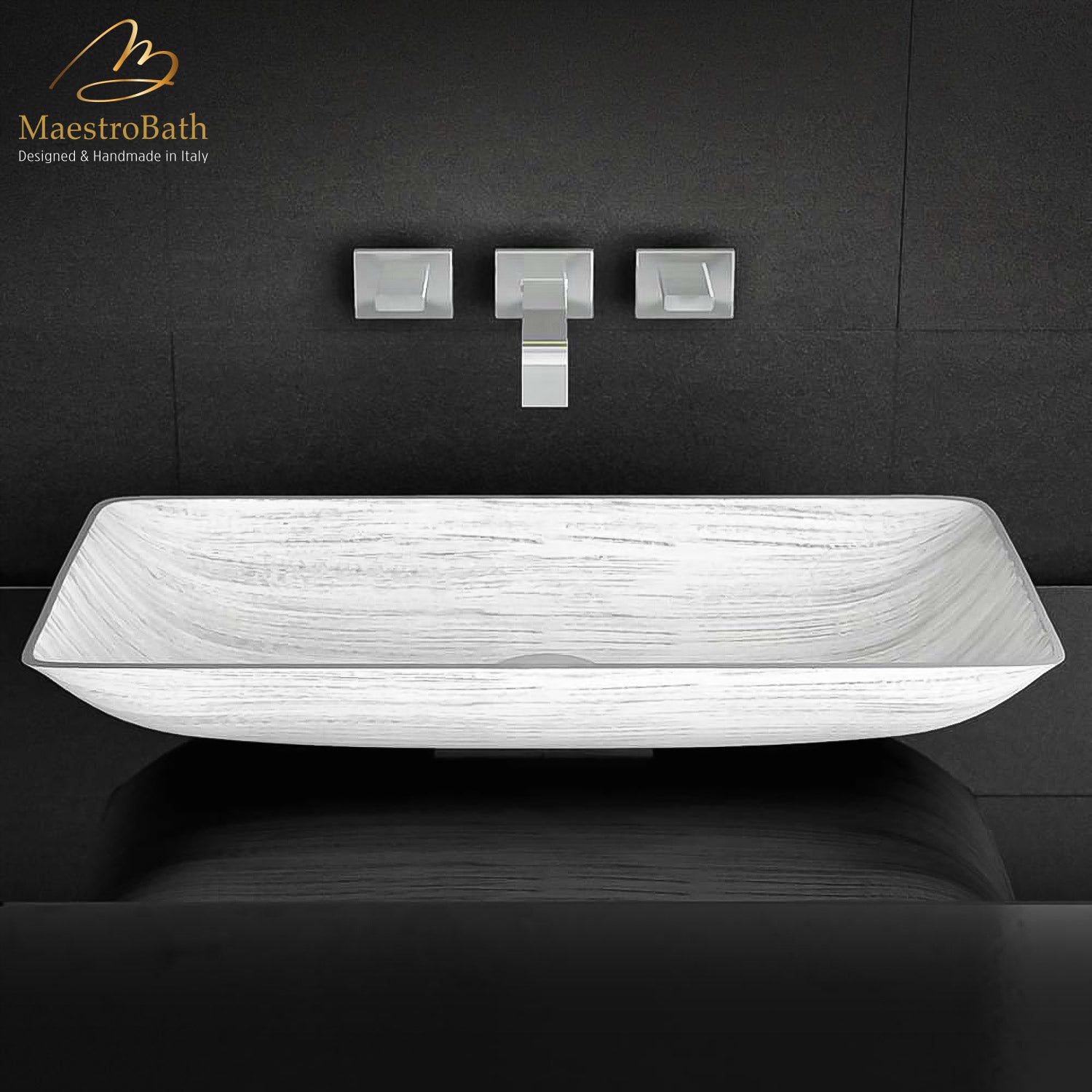 Alumix Nek Rectangular Vessel Sink #color_white silver