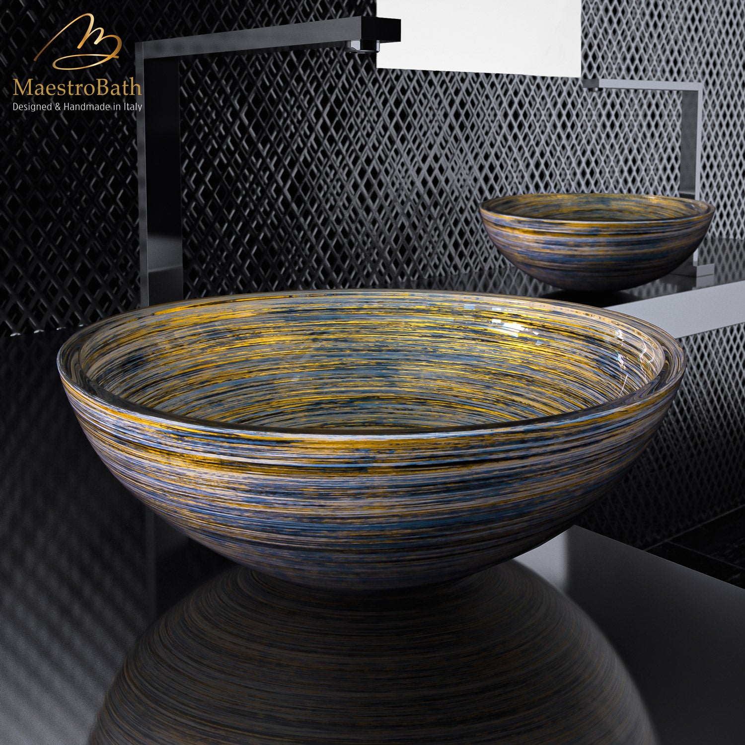 Atelier Graffiti Black Silver Ivory Designer Bath Sink #color_black silver ivory