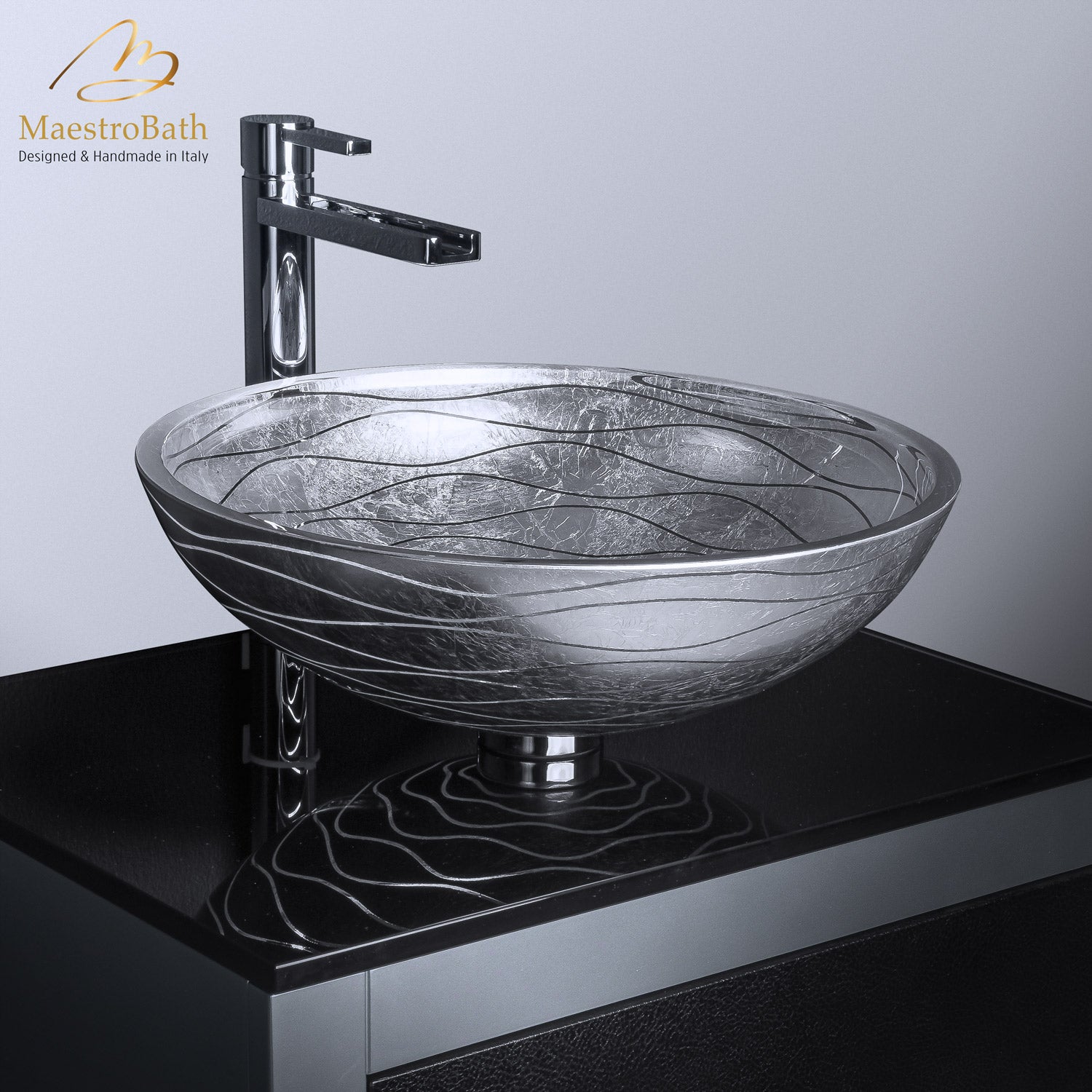 VetroFreddo Wave Silver Vessel Sink #color_silver