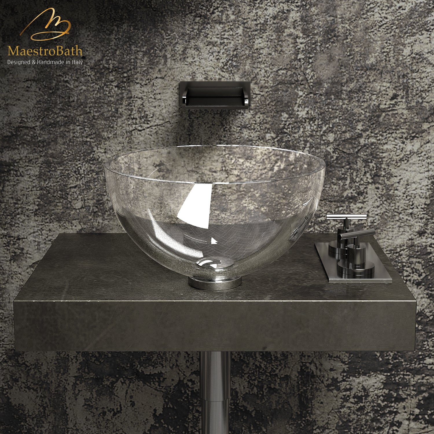 Emisfero Round Transparent Crystal Vessel Sink #color_transparent