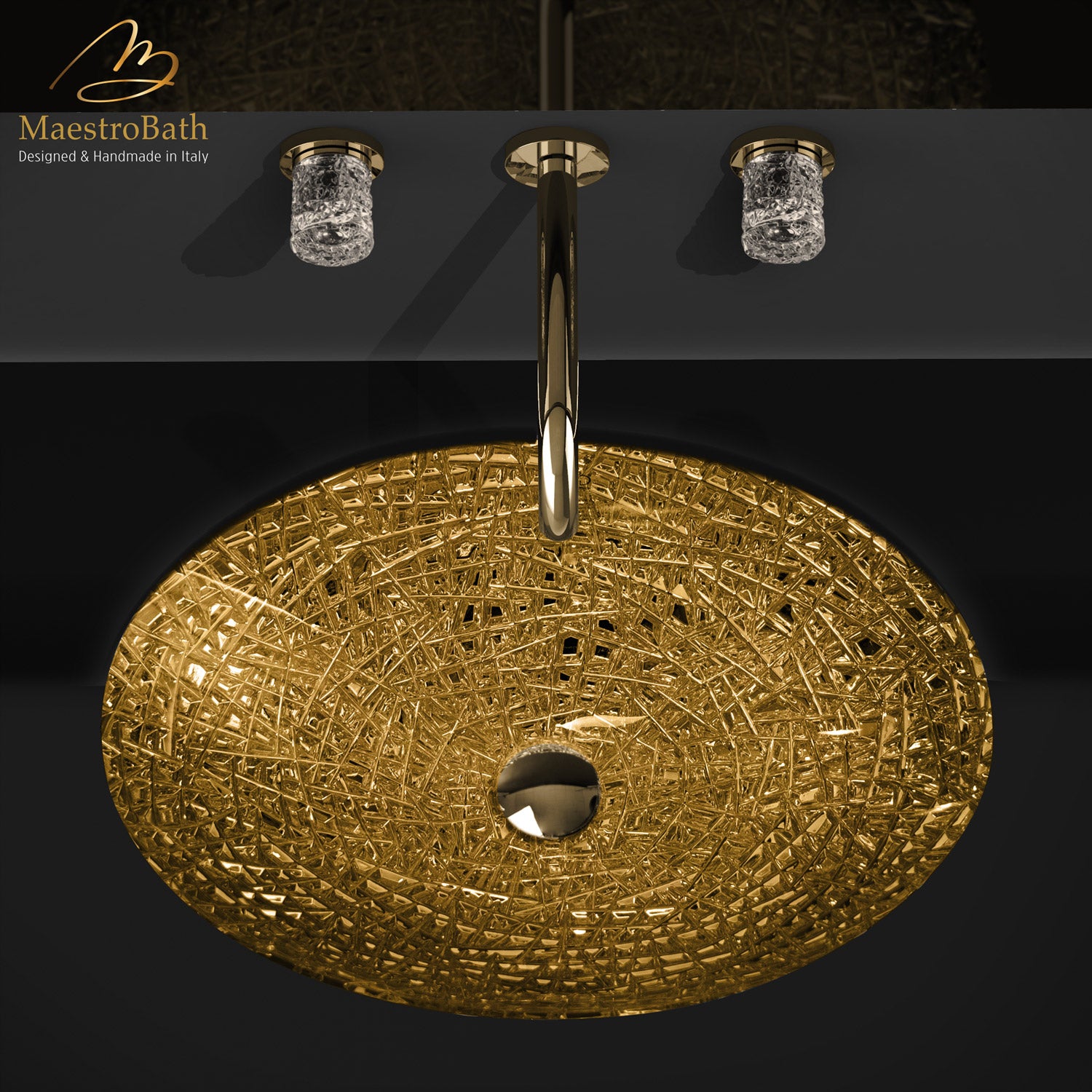 De Medici Ice Oval Crystal Undermount Sink #color_gold