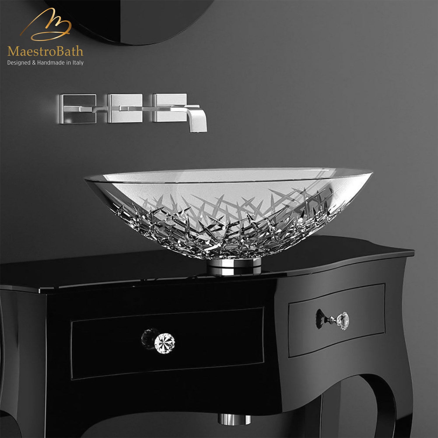 Small Crystal Vessel Bathroom Sink #color_transparent