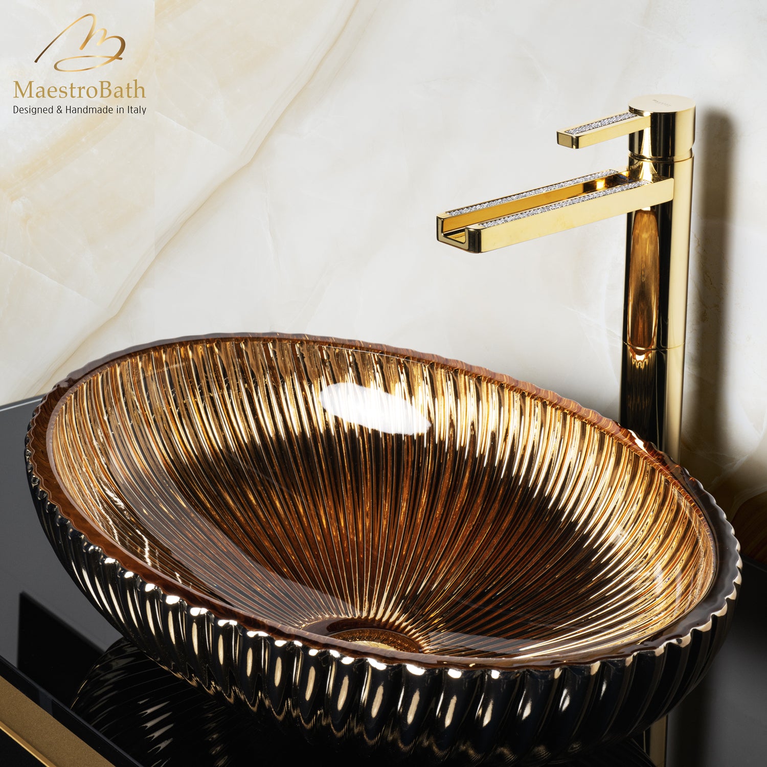 Premier Crystal Oval Sink #color_gold