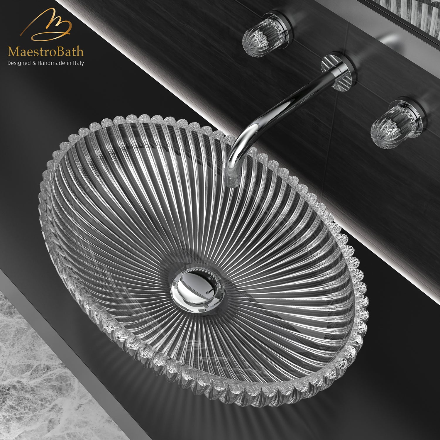 Premier Crystal Oval Sink #color_transparent