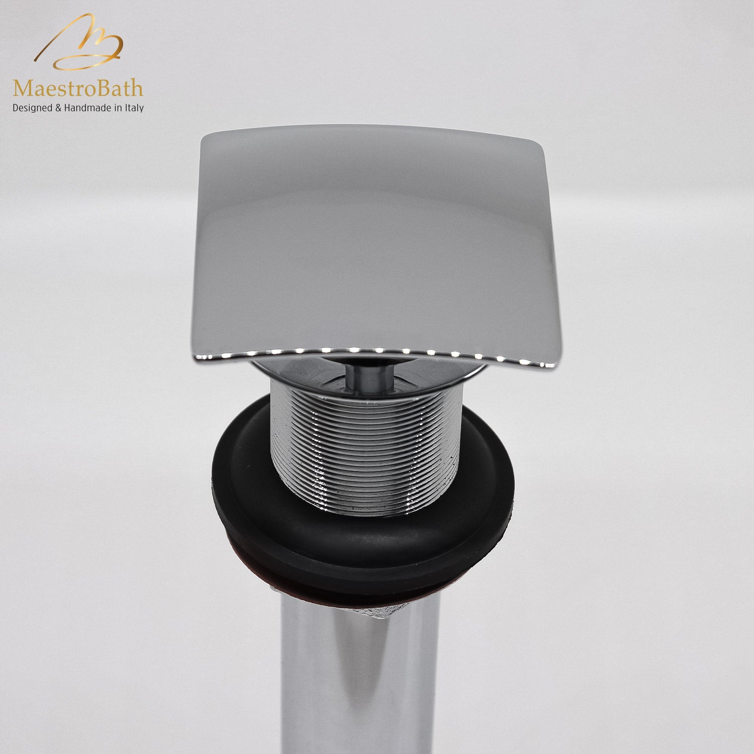 Square Fix Dome Vessel Sink Drain | Polished Chrome