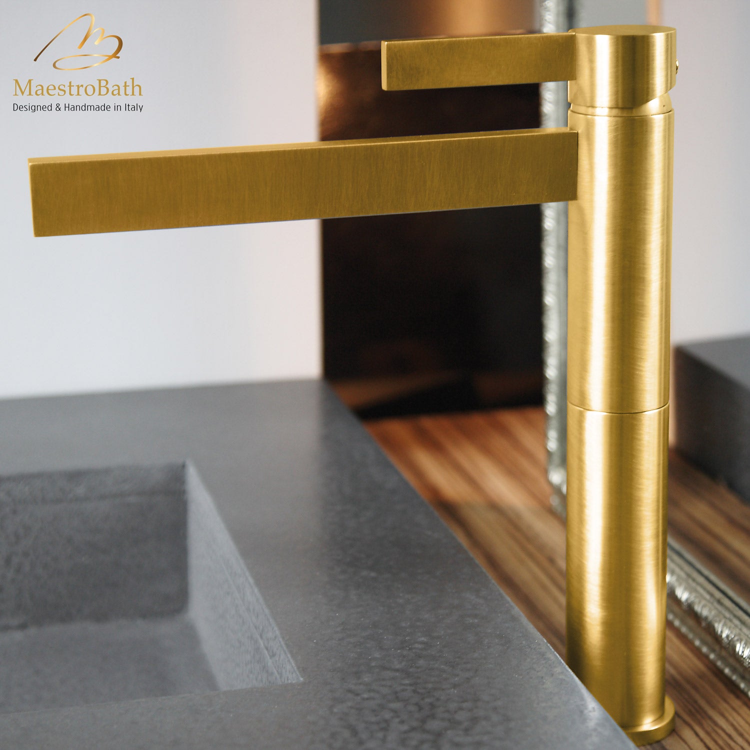 Caso Brushed Gold Designer Bathroom Faucet #color_brushed gold