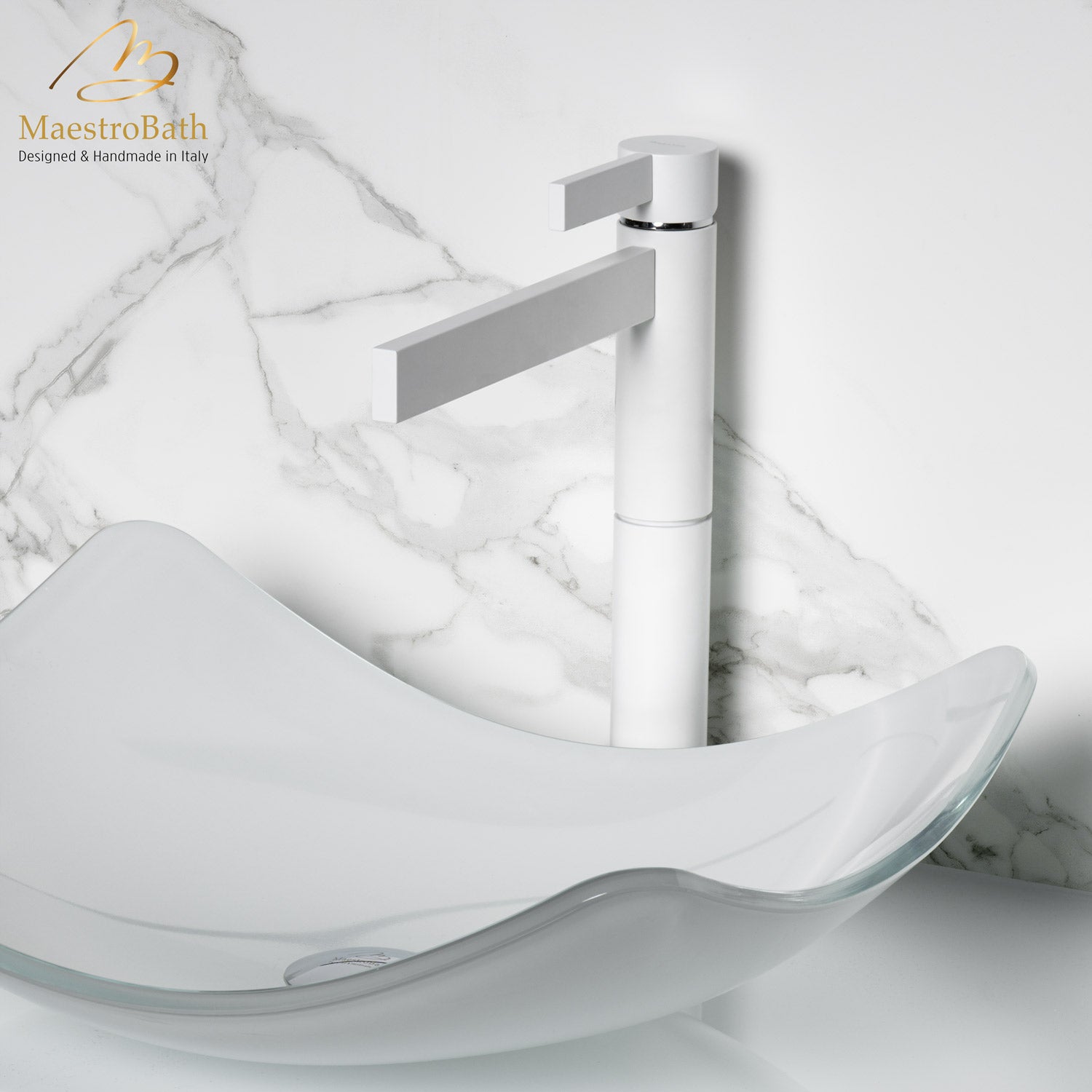 Caso White Designer Bathroom Faucet #color_white