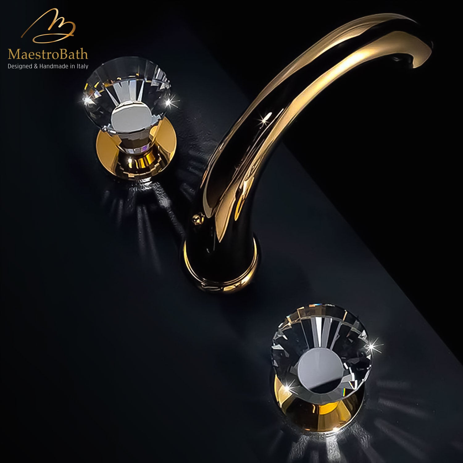 Artik 3-Hole Polished Gold Luxury Bathroom Faucet #color_polished gold