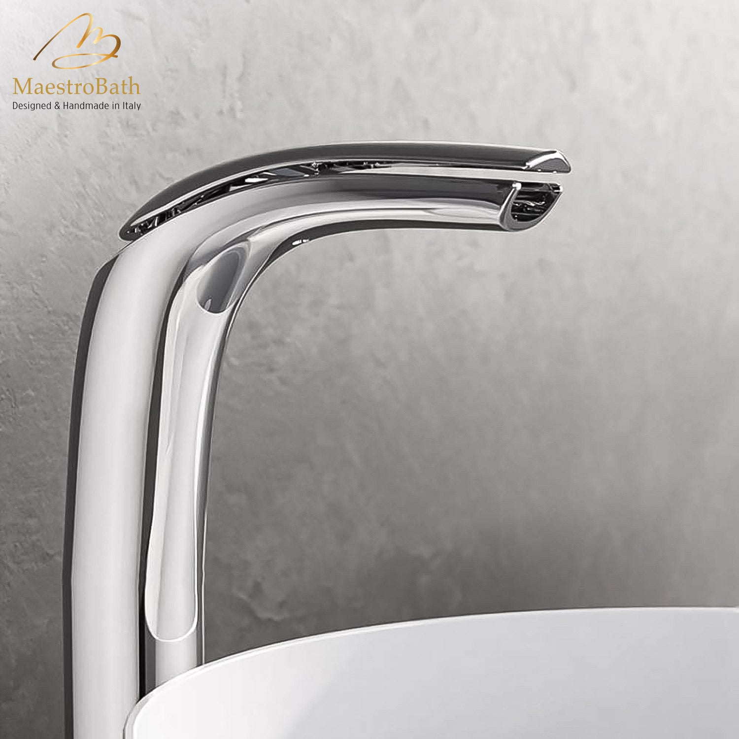 Italian Designer Vessel Sink Faucet #color_polished chrome