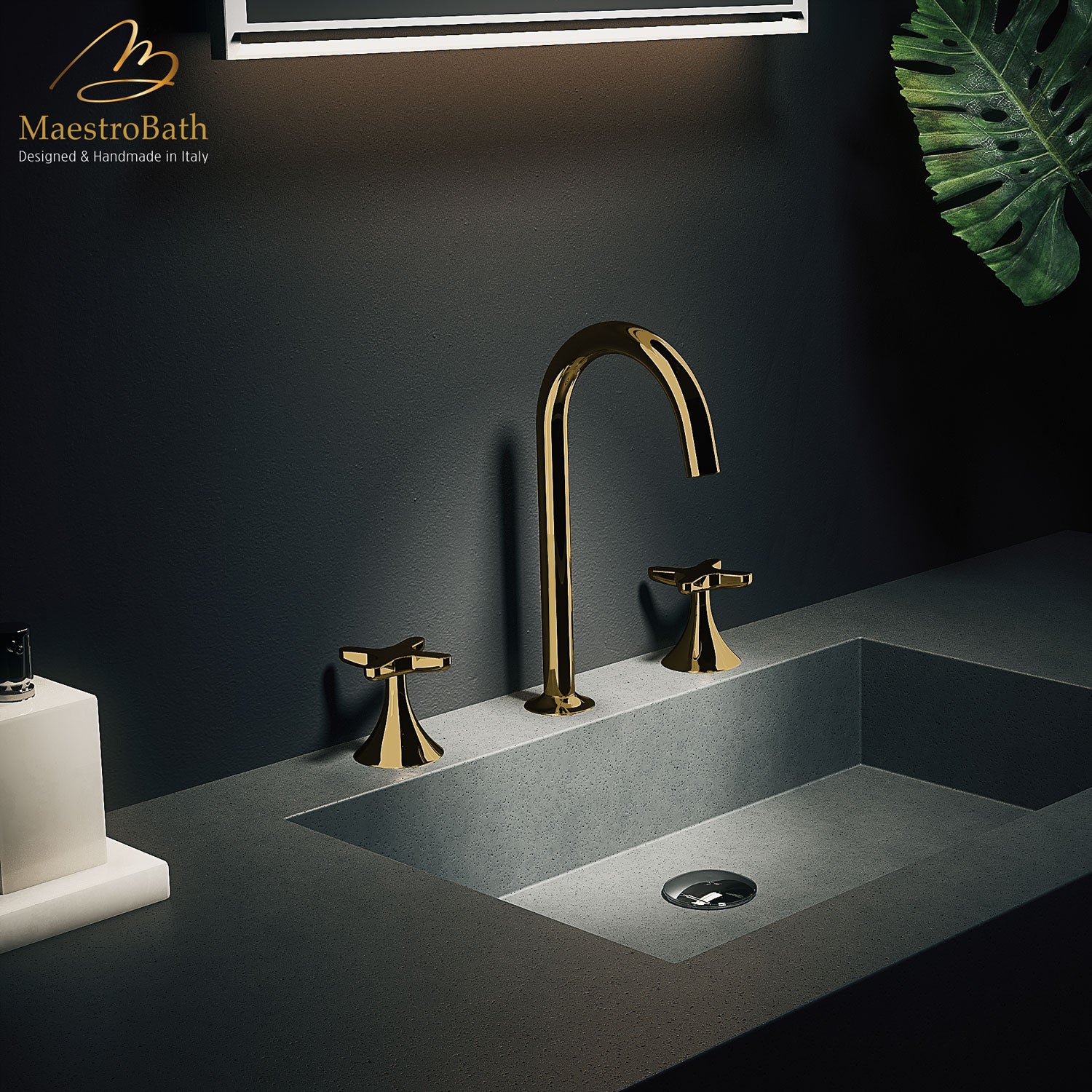Fioritura Luxury 3-hole Bathroom Faucet #color_polished gold