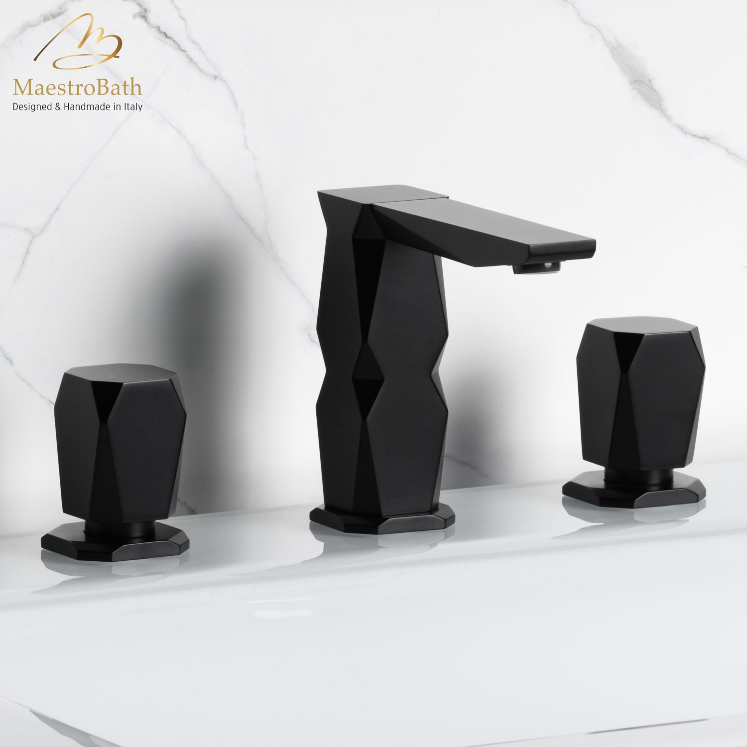 Ikon 3-Hole Black Luxury Bathroom Faucet #color_black