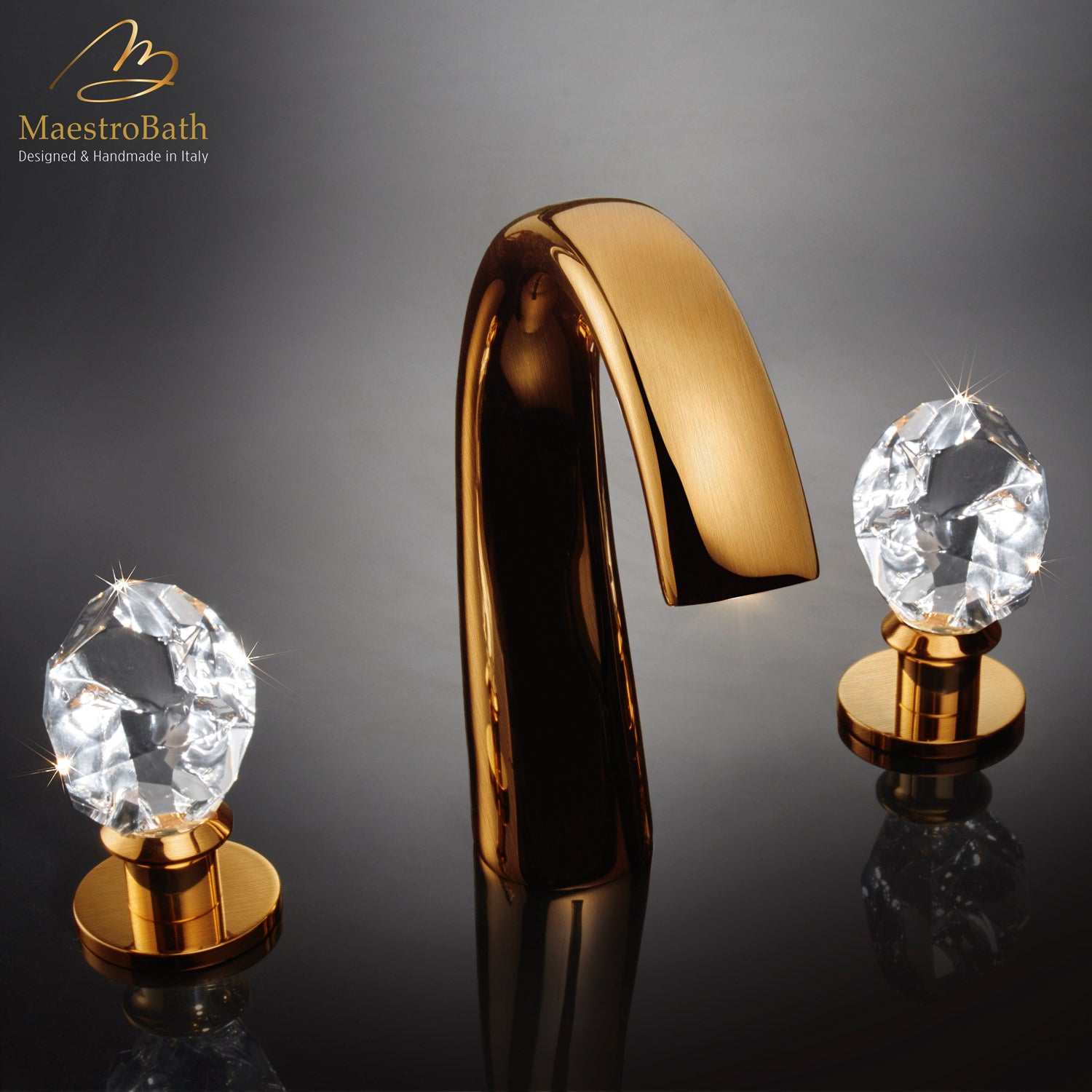 Lux Crystal 3-Hole Bathroom Faucet #color_brushed gold