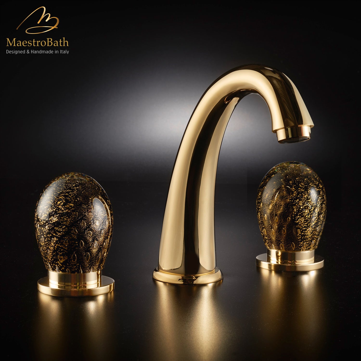 MURANO 3 Hole Luxury Bathroom Faucet #color_black and gold