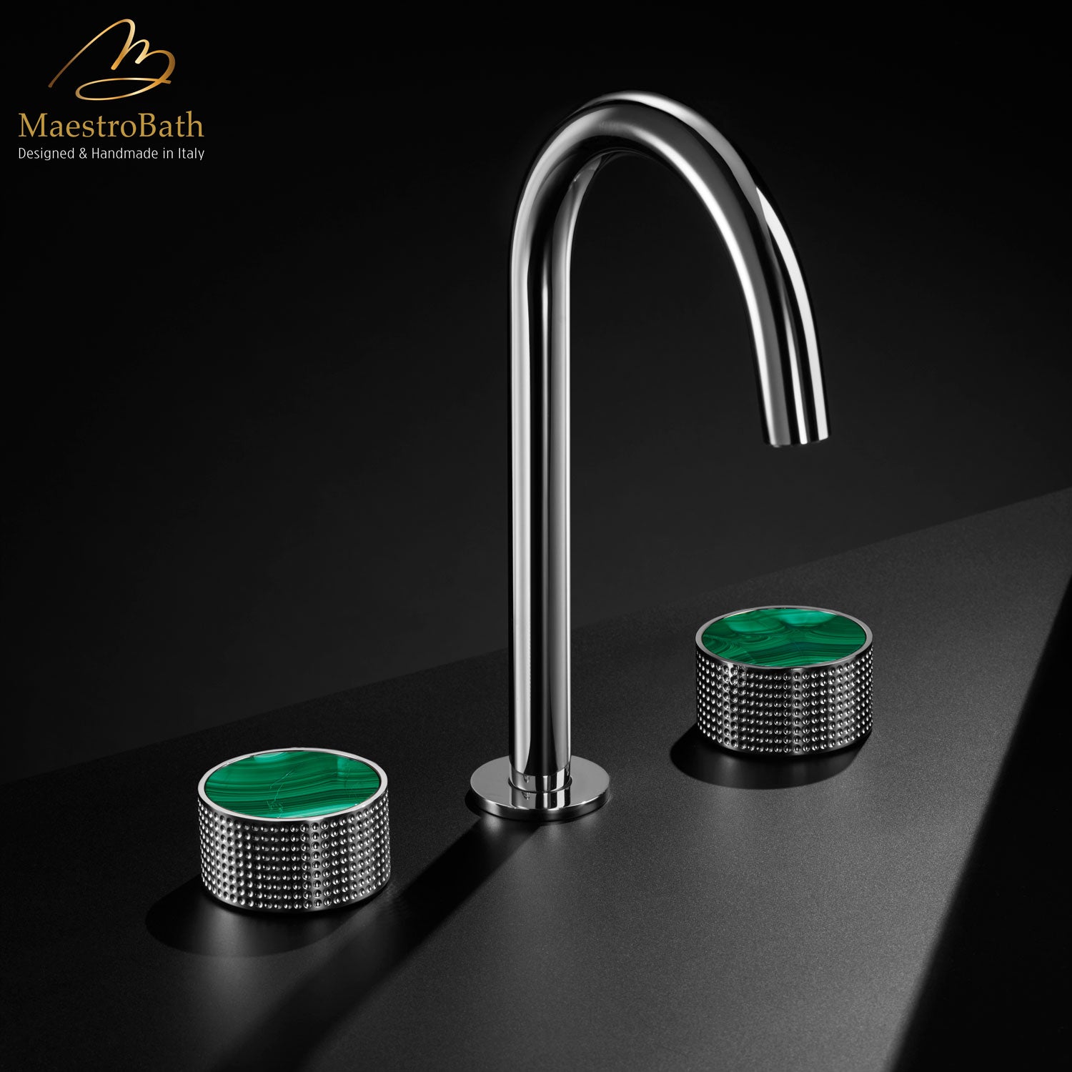 Preziosa Luxury 3-hole Bathroom Faucet | Polished Chrome #handles_malachite