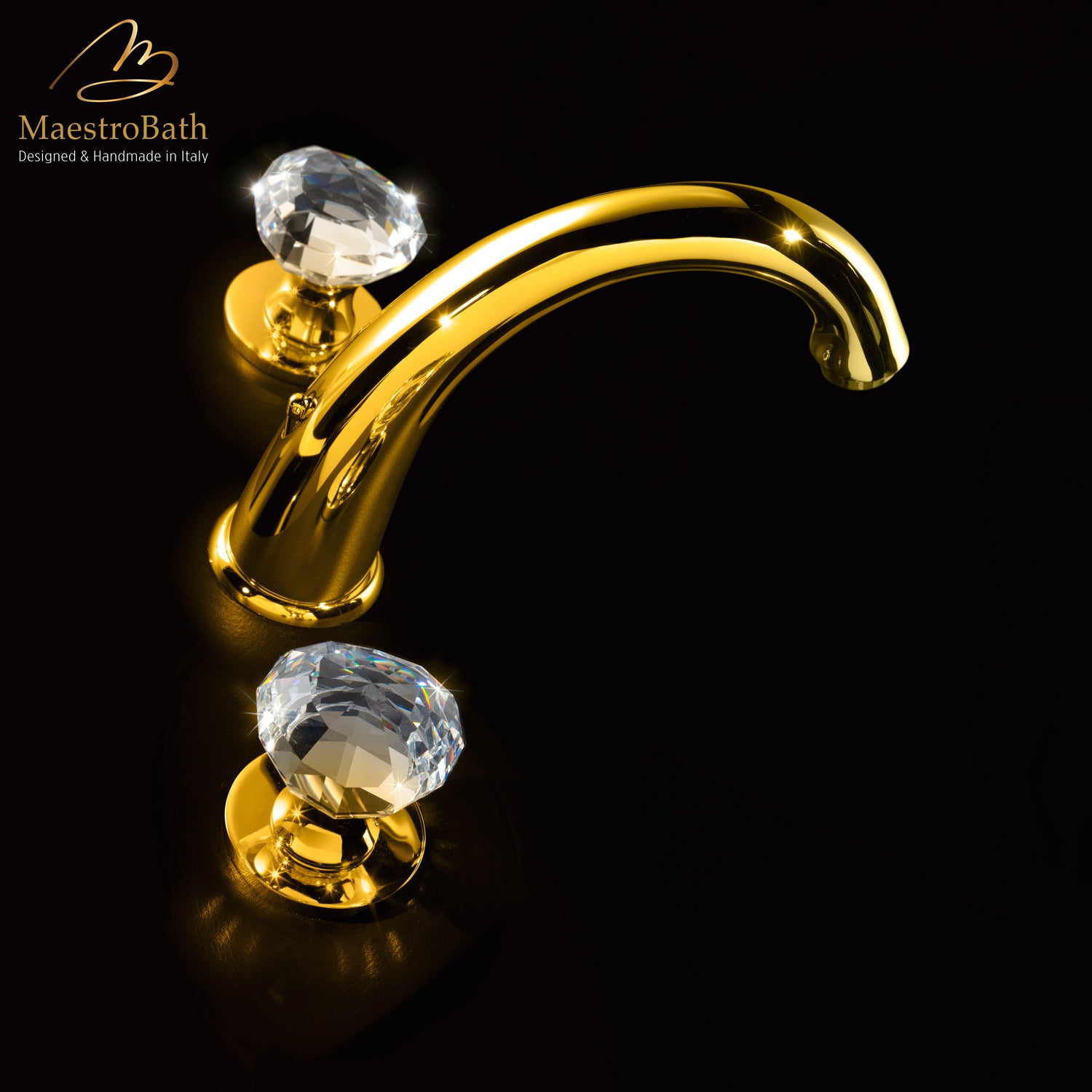 Crystal 3 Hole Bathroom Faucet #color_polished gold