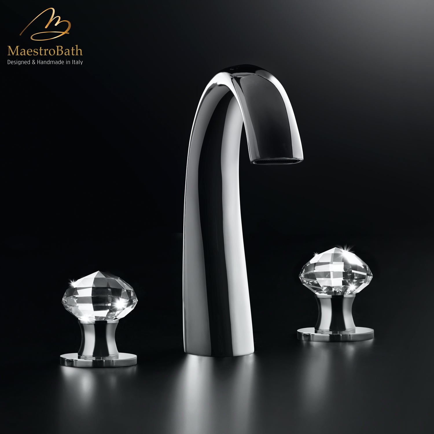 Royal 3-Hole Crystal Bathroom Faucet #color_polished chrome