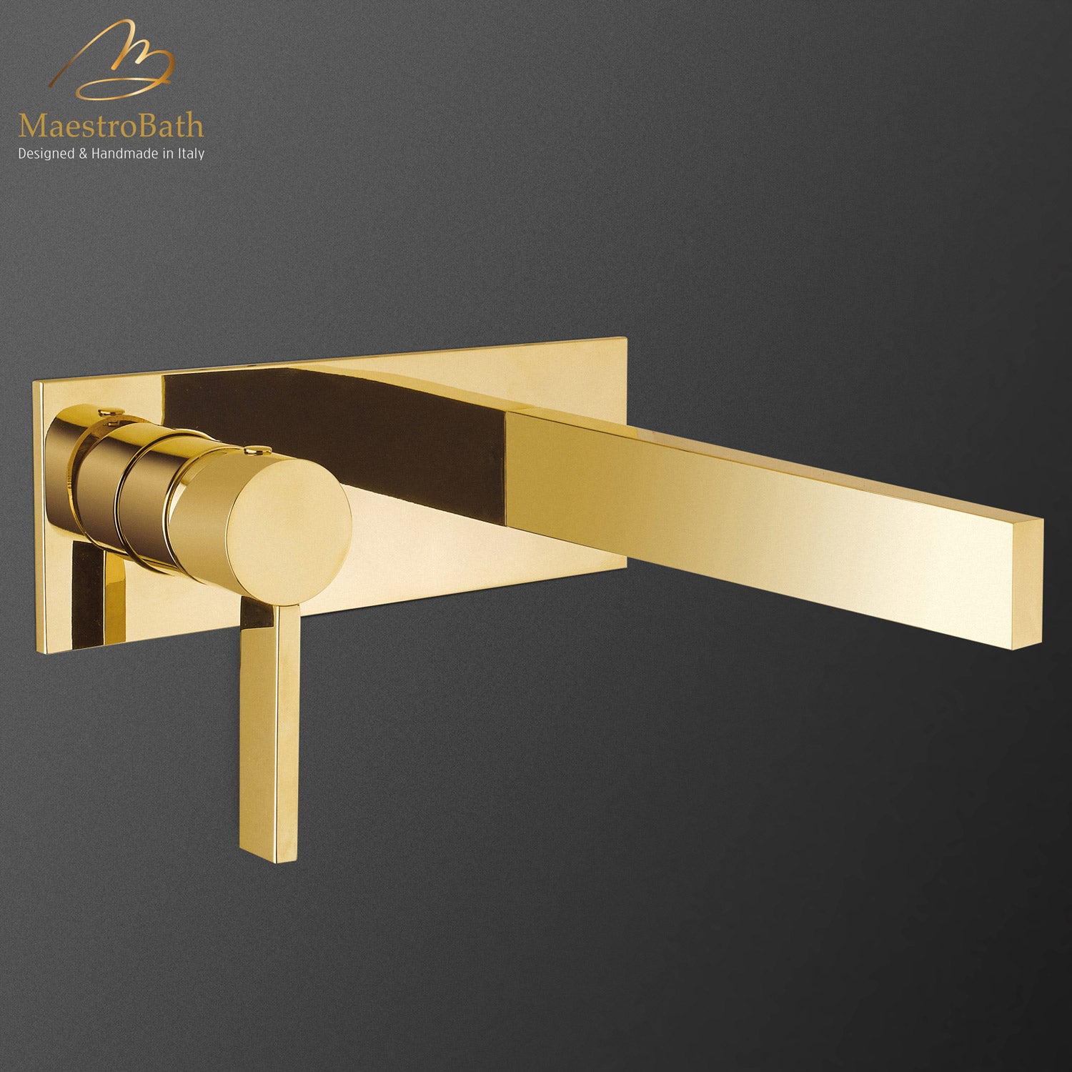 Luxury Wall Mount Bathroom Faucet Caso Polished Gold #color_polished gold