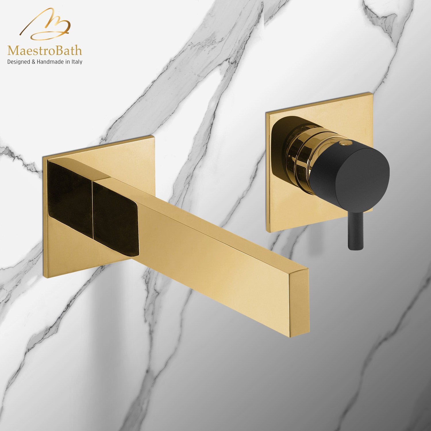 Ultra Modern Two Hole Bathroom Faucet | Polished Gold #color_polished gold
