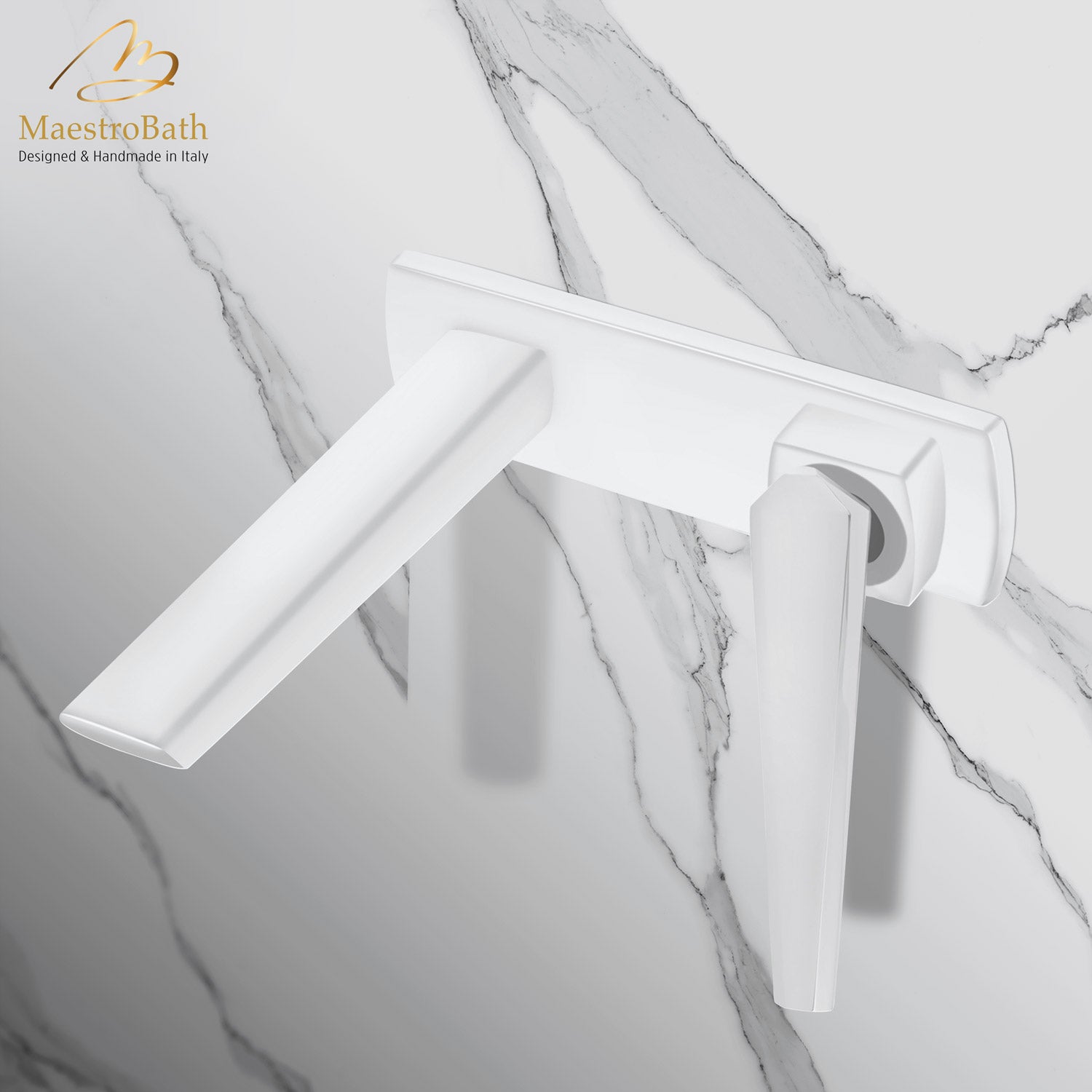 IKON Luxury Wall-Mount Bathroom Faucet | White #color_white