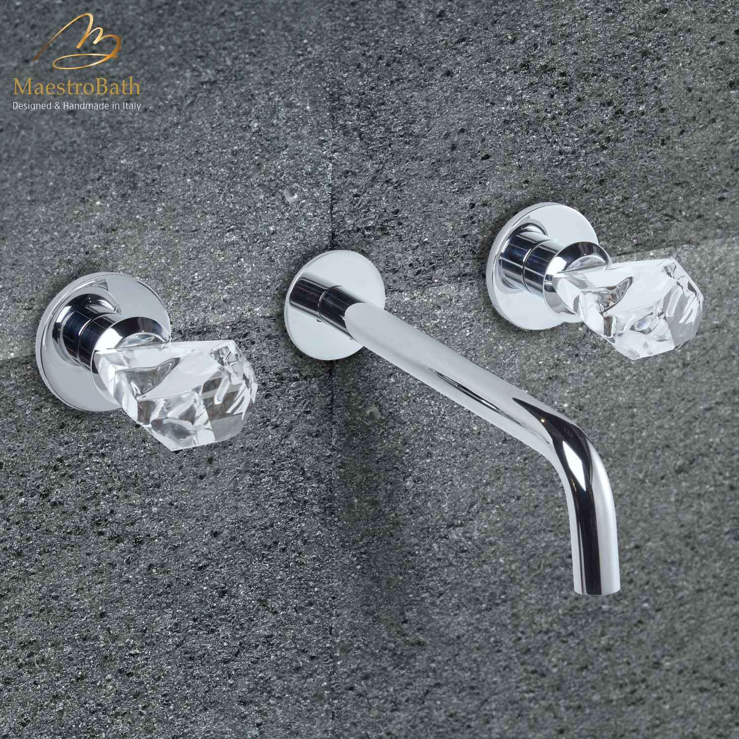Lux Crystal Wall Mount Bathroom Faucet #color_polished chrome