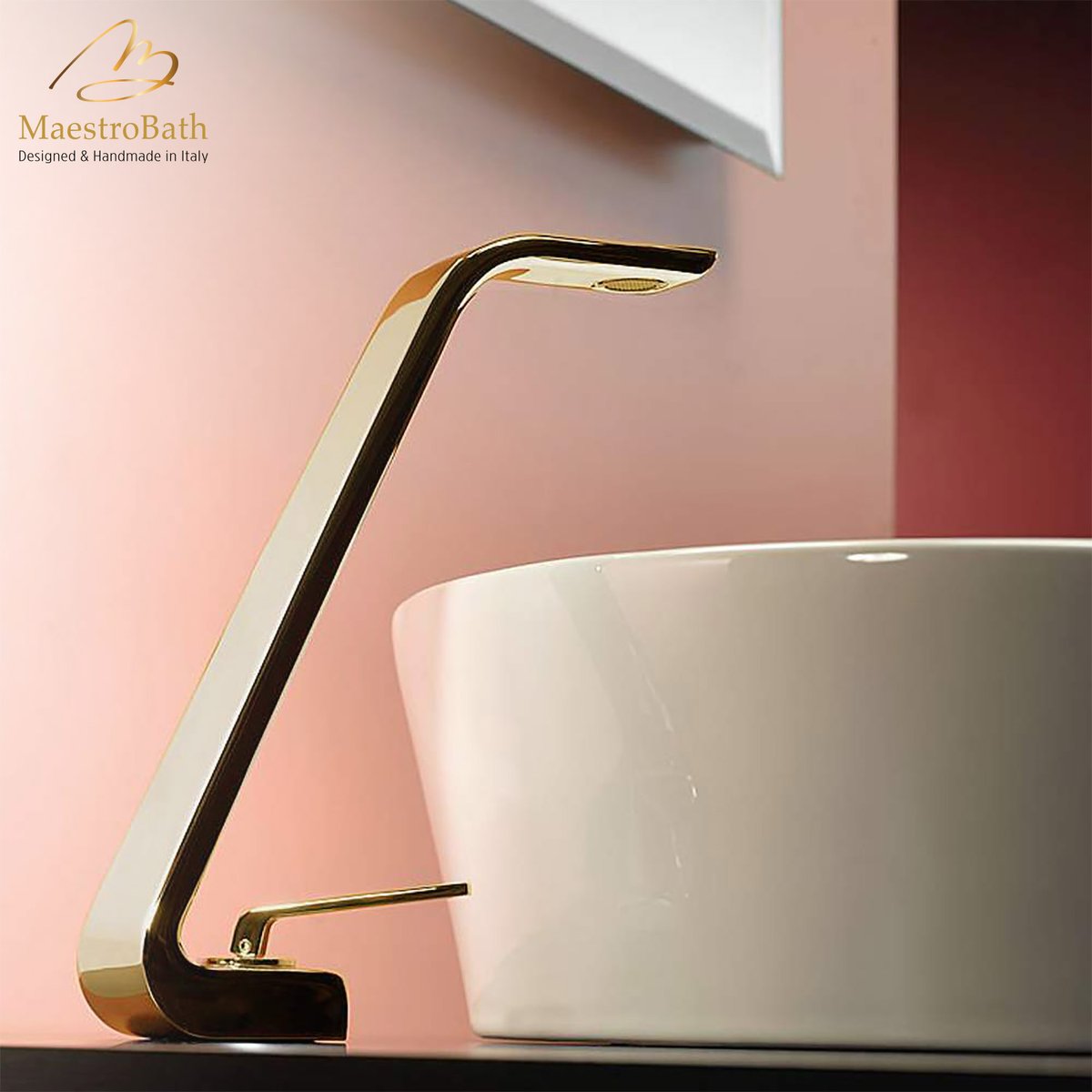 Italian Designer Vessel Sink Faucet #color_polished gold