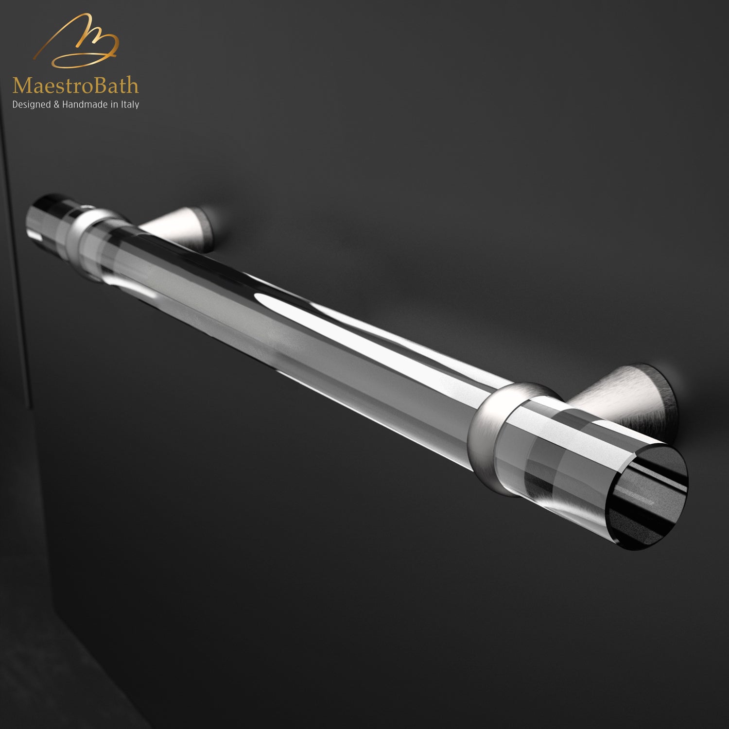 Lock Crystal Pull Handle | Clear/Brushed Nickel