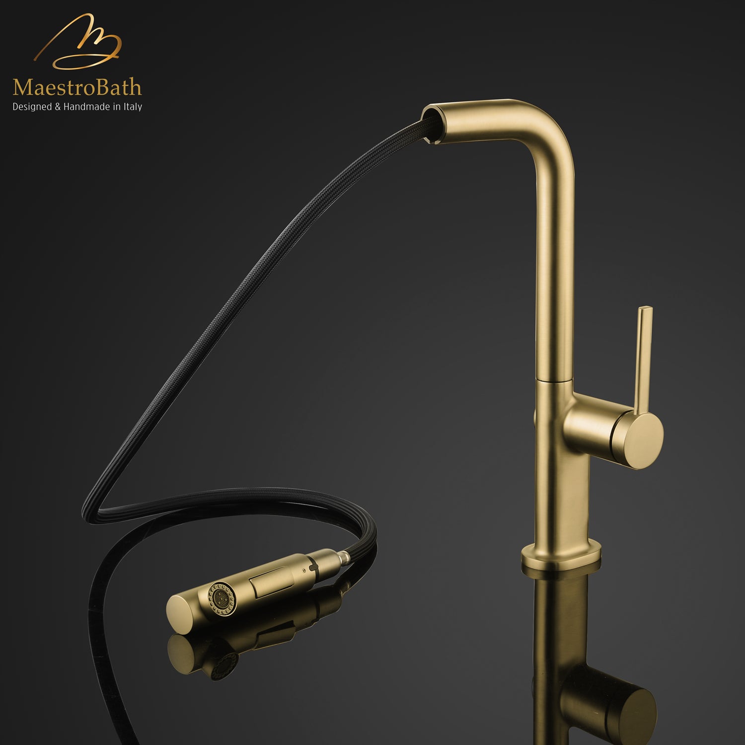 DESTRO Modern Kitchen Faucet With 2 Jets | Brushed Gold #color_brushed gold