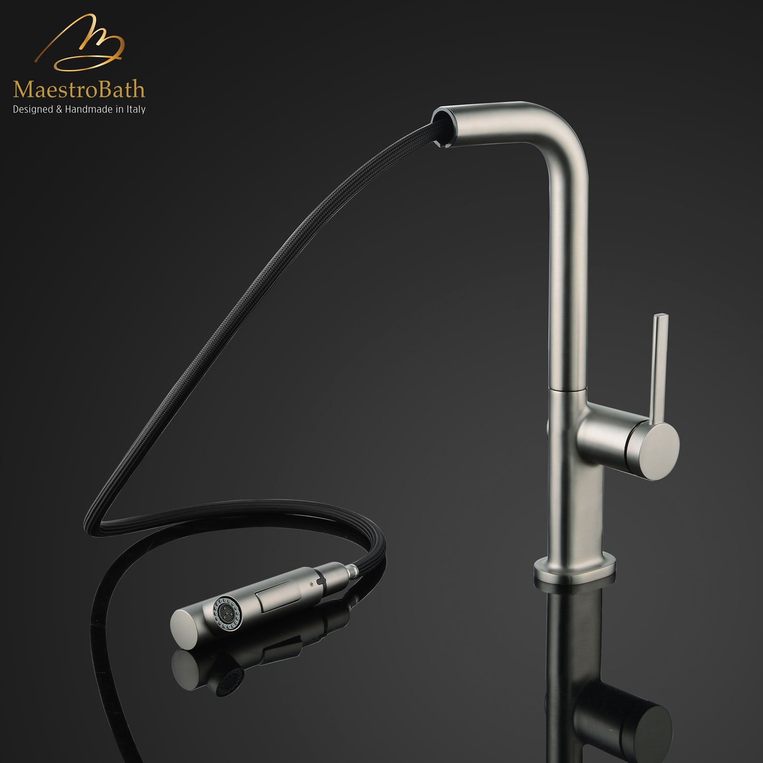 DESTRO Modern Kitchen Faucet With 2 Jets | Brushed Nickel #color_brushed nickel