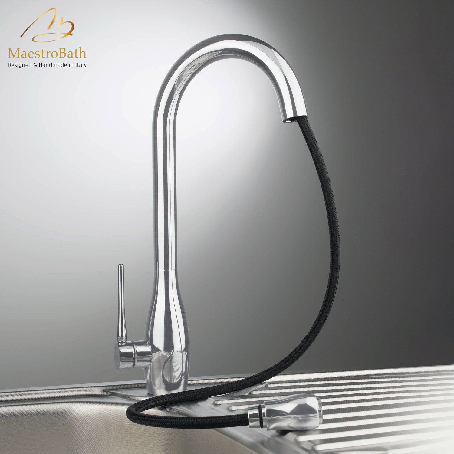 JAR DUAL Brushed Nickel Modern Kitchen Faucet | Pull Out Dual Shower #color_brushed nickel