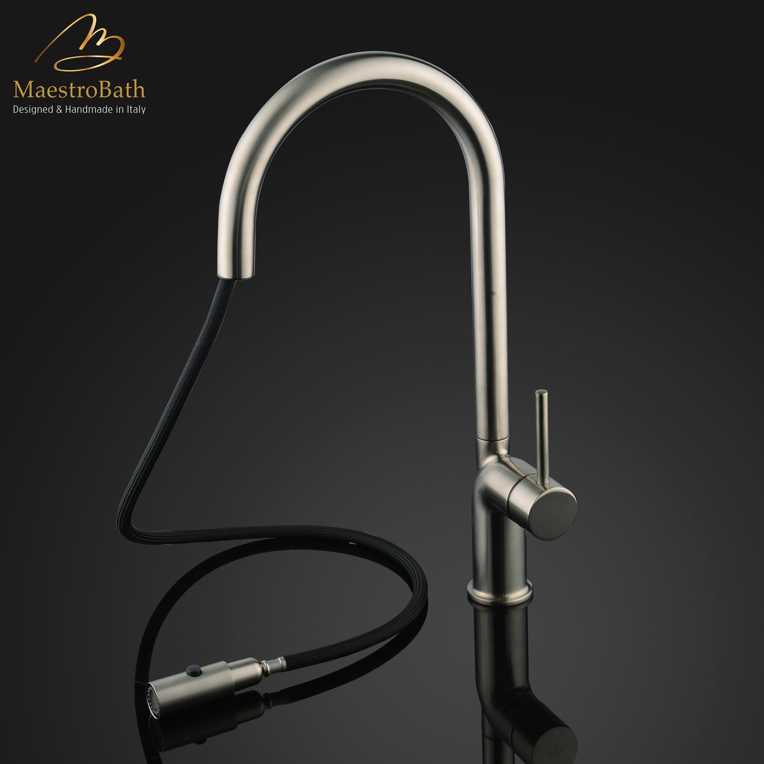  SWAN Modern Kitchen Faucet With 2 Jets | Brushed Nickel #color_brushed nickel