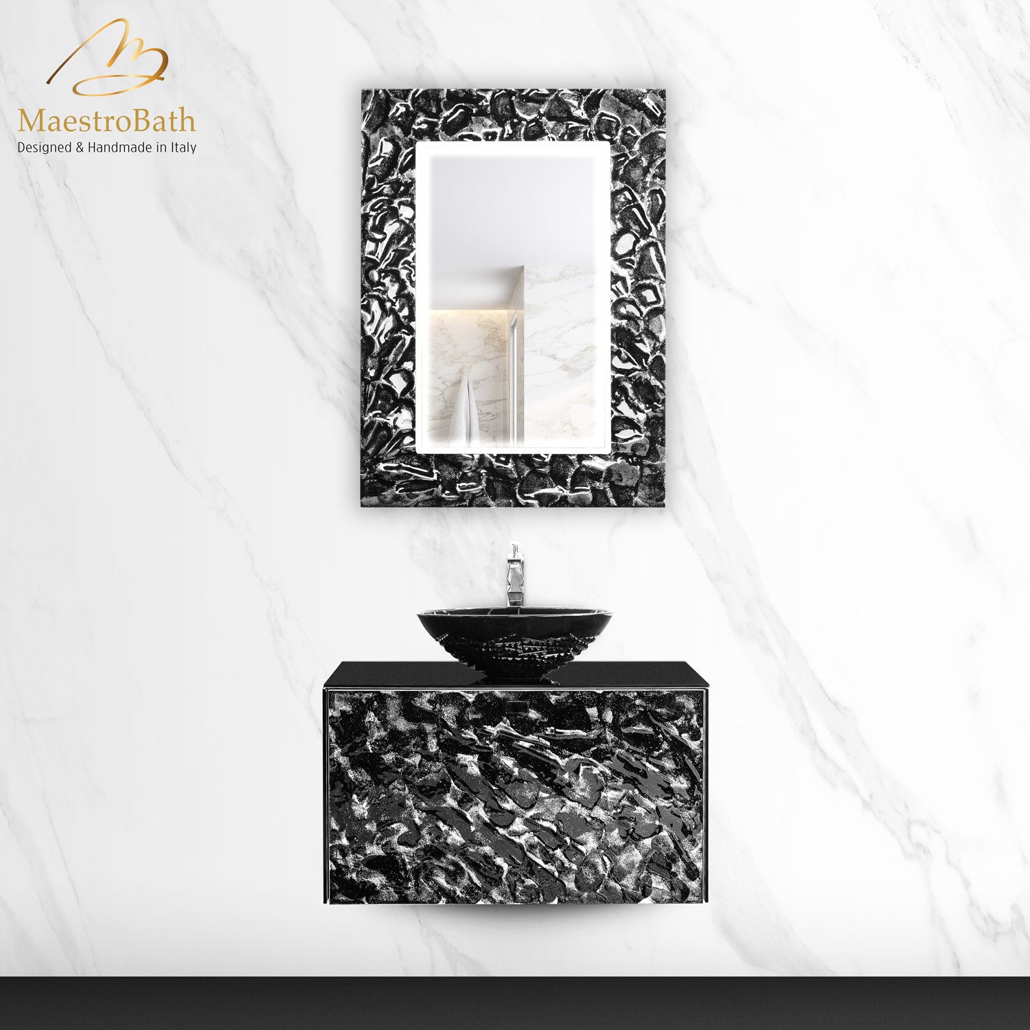 Luxury Murano Crystal Wallmount Bathroom Vanity #Size_32"
