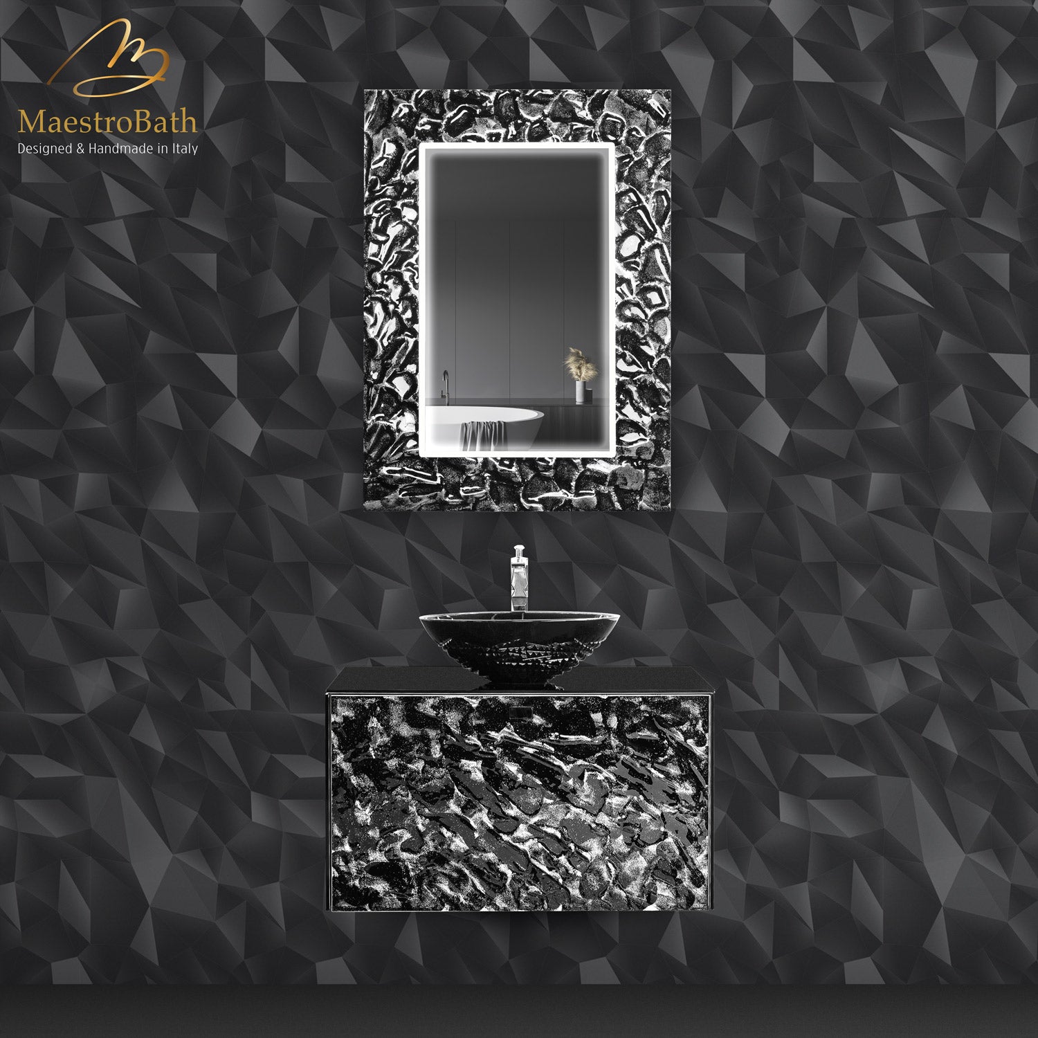 Artistic Luxury Mirror | Black and Silver #color_black and silver