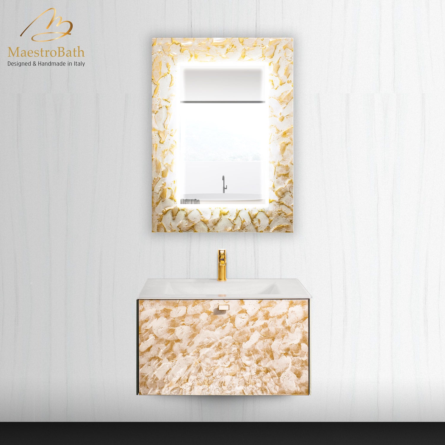 Luxury Murano Crystal Wallmount Bathroom Vanity #Size_32"