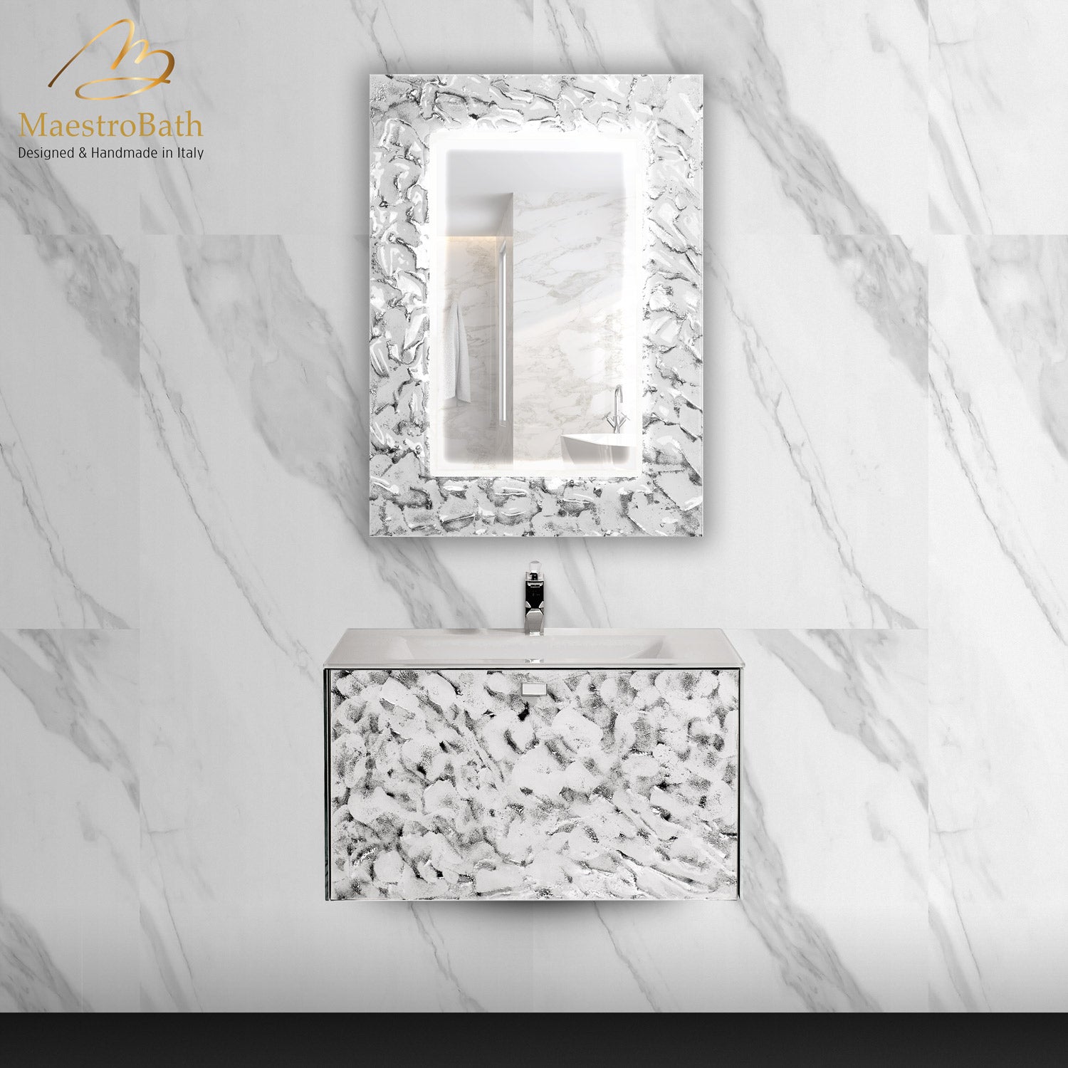 Luxury Murano Crystal Wallmount Bathroom Vanity #Size_32"