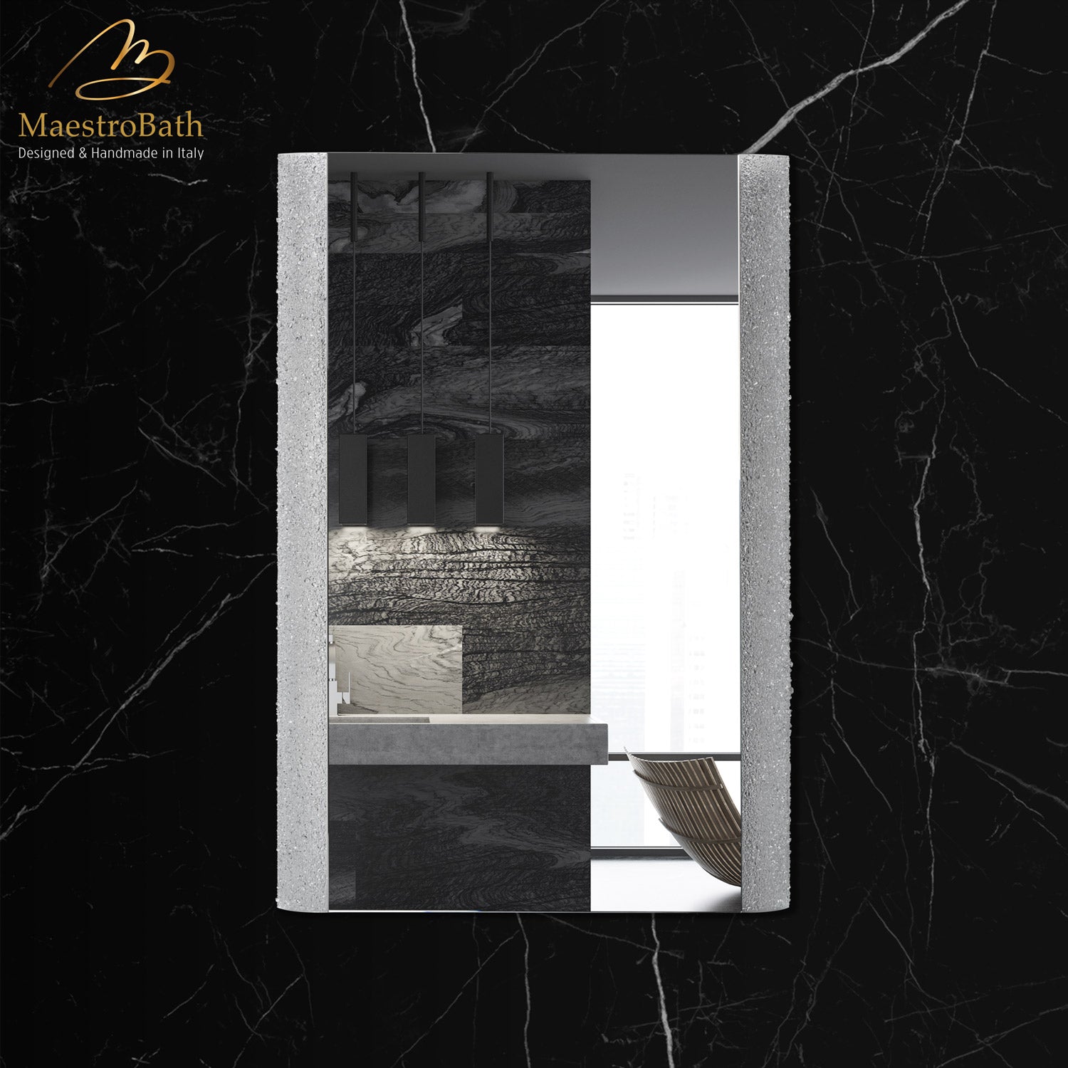 Cristallo Luxury Single Vanity Mirror | White Crystals #color_ice
