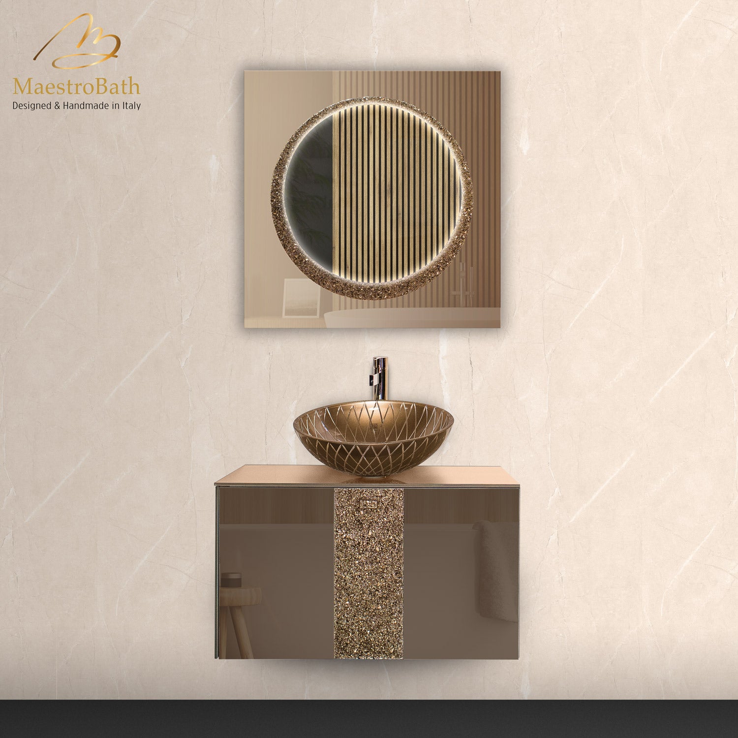 Lucent Luxury Crystal Single Vanity Mirror | Bronze #color_bronze