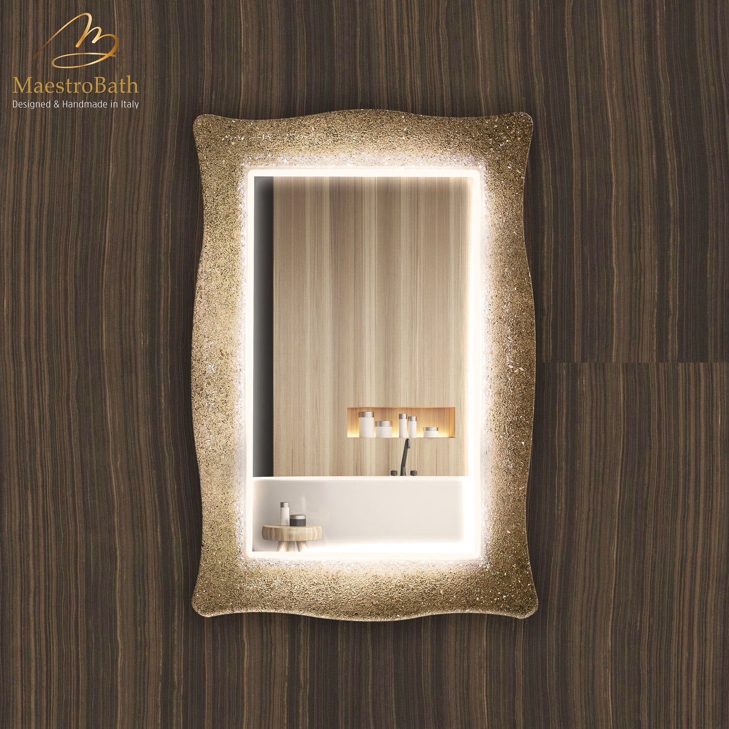 Lucent Luxury Crystal Single Vanity Mirror | Sand