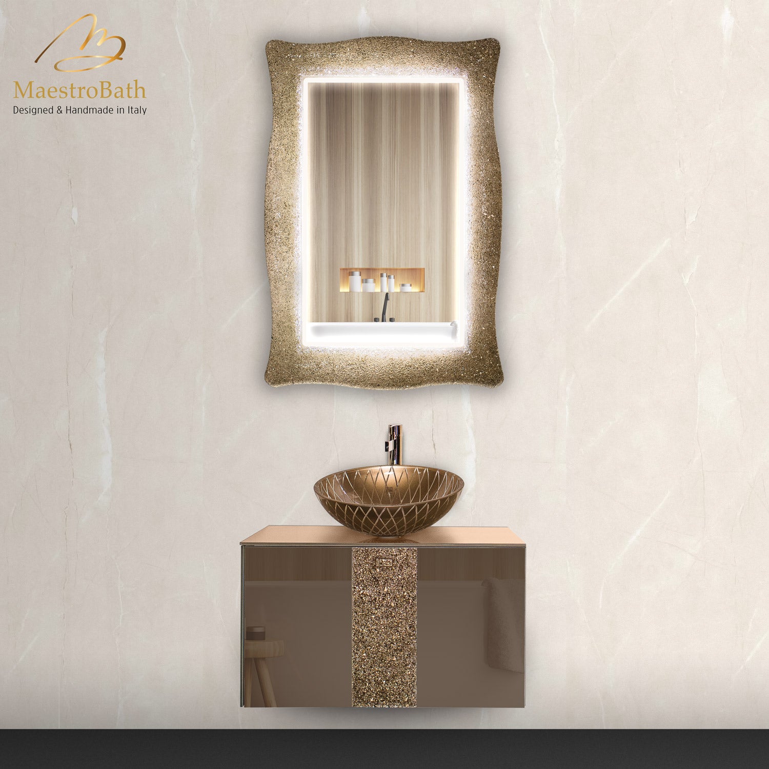 Luxury Crystal Glass Wallmount Bathroom Vanity #Size_32"