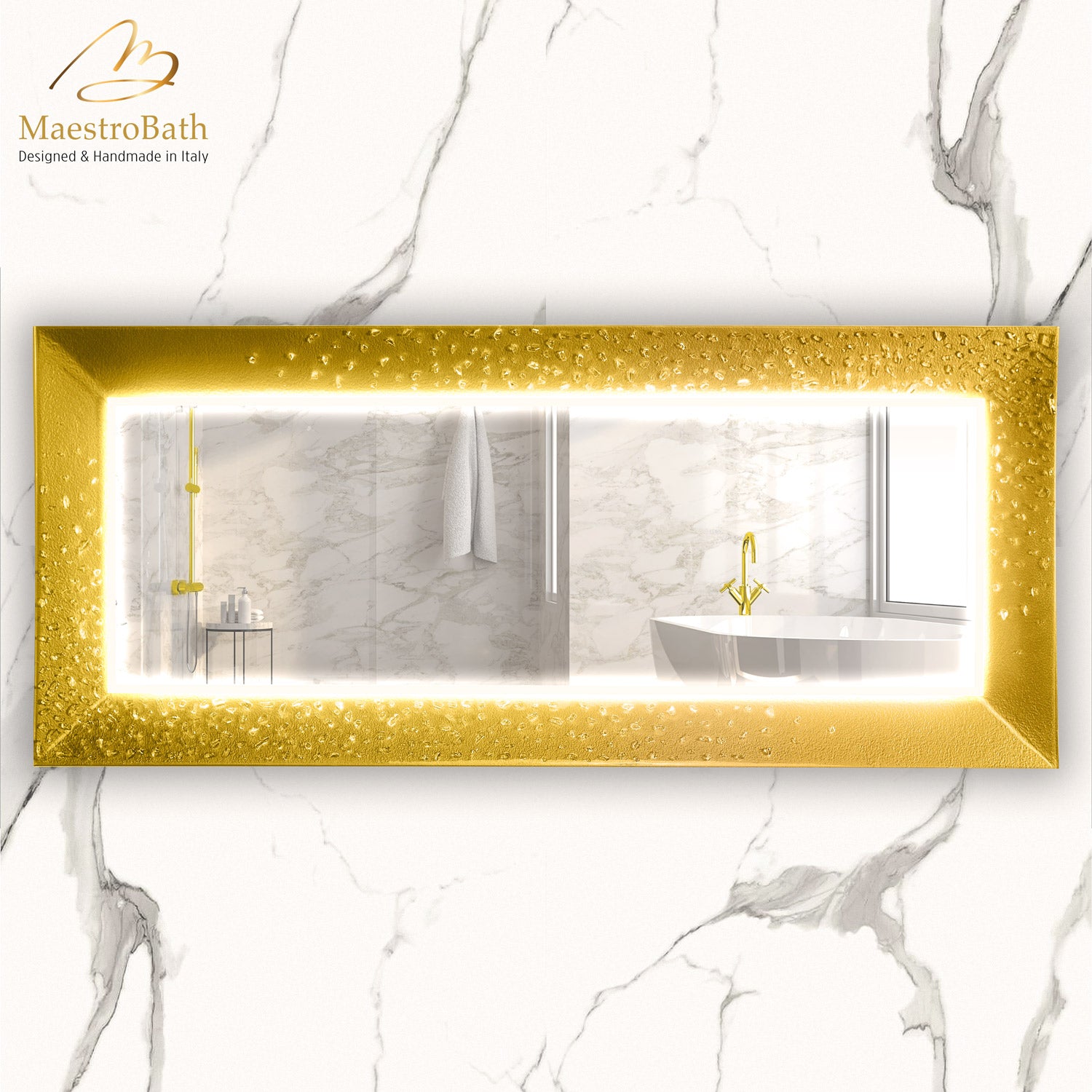 Murano Luxury Double Vanity Mirror | Gold #color_gold