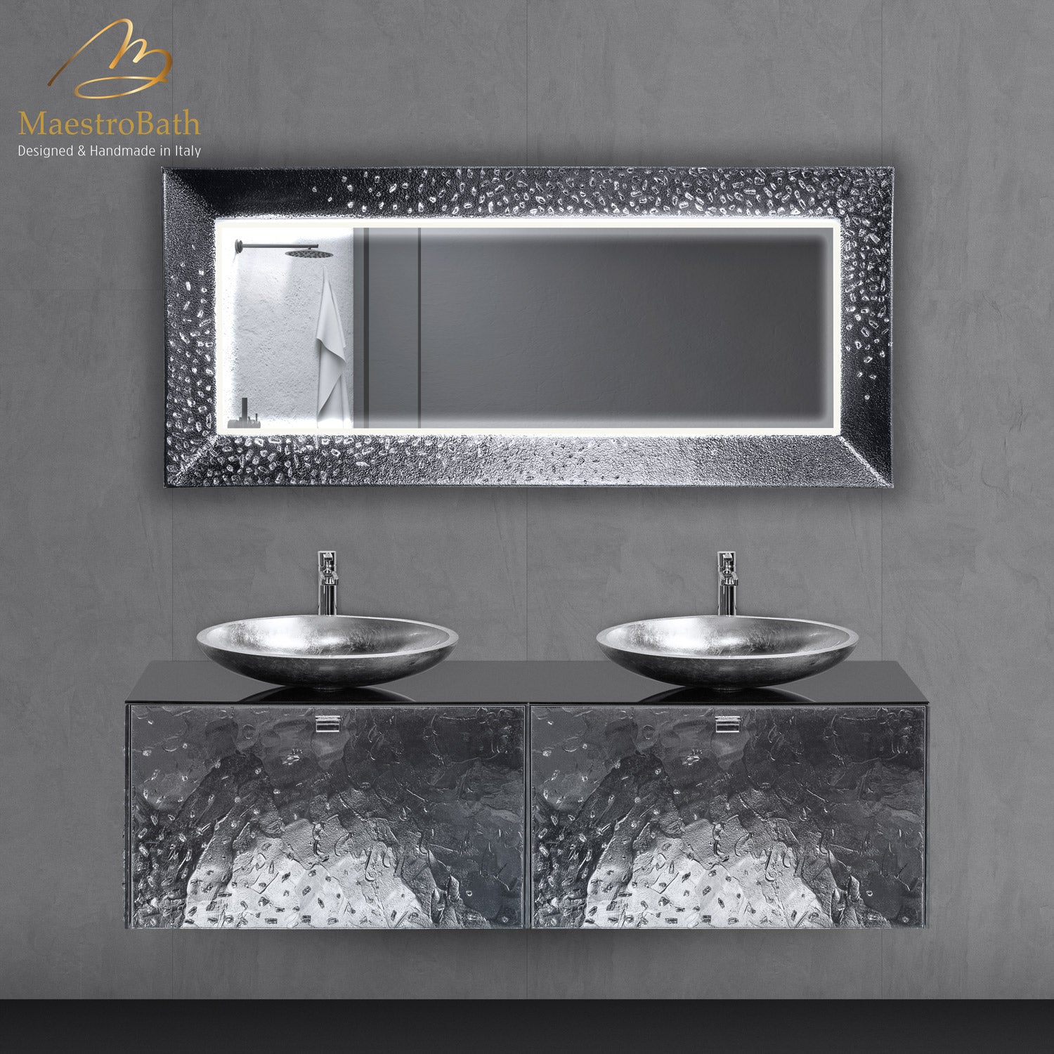 Murano Luxury Double Vanity Mirror | Silver #color_silver