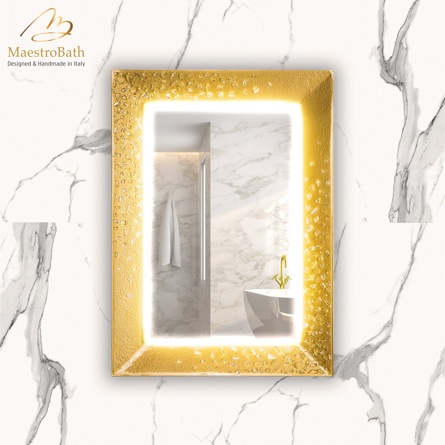 Murano Luxury Single Vanity Mirror | Gold #color_gold