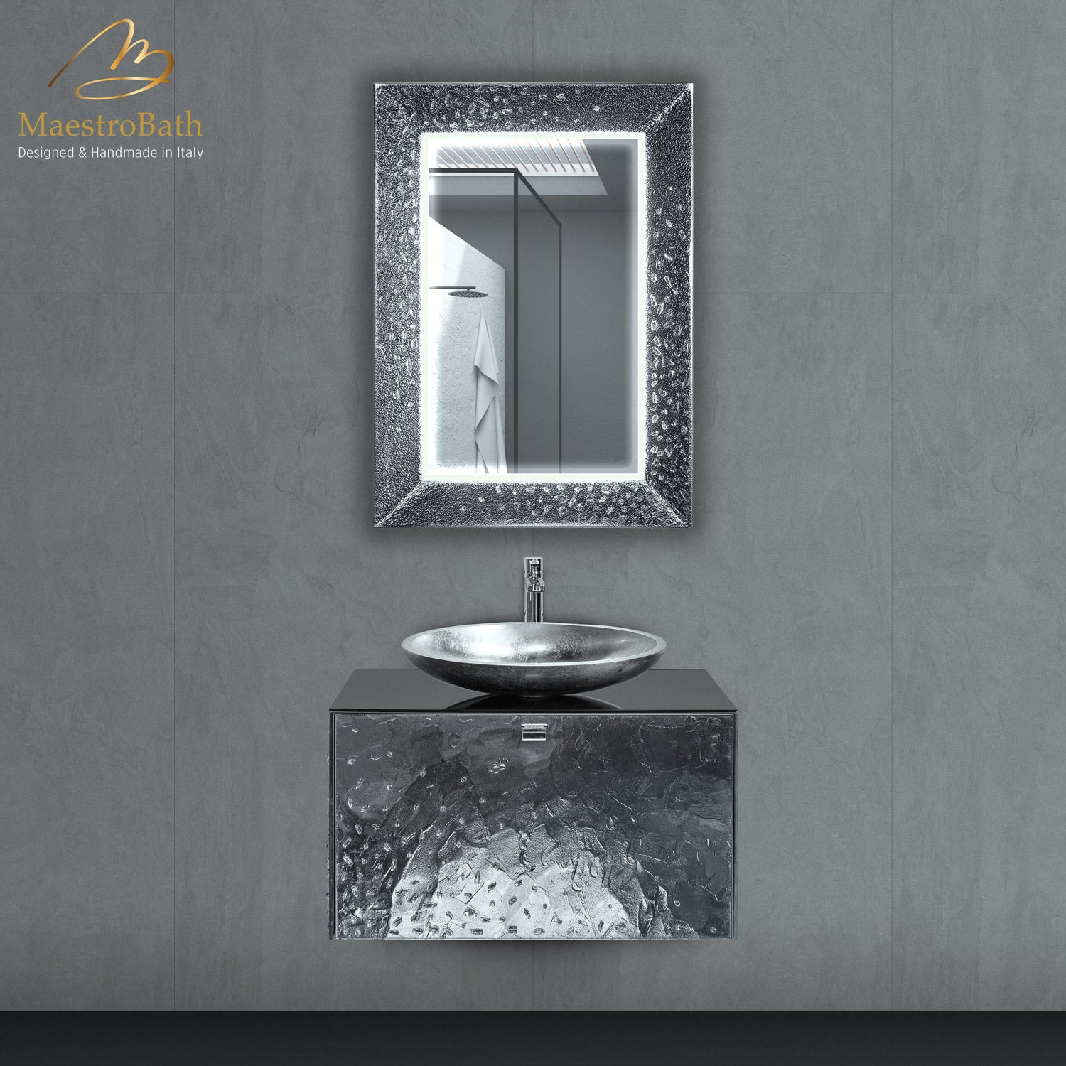 Murano Luxury Single Vanity Mirror | Silver #color_silver