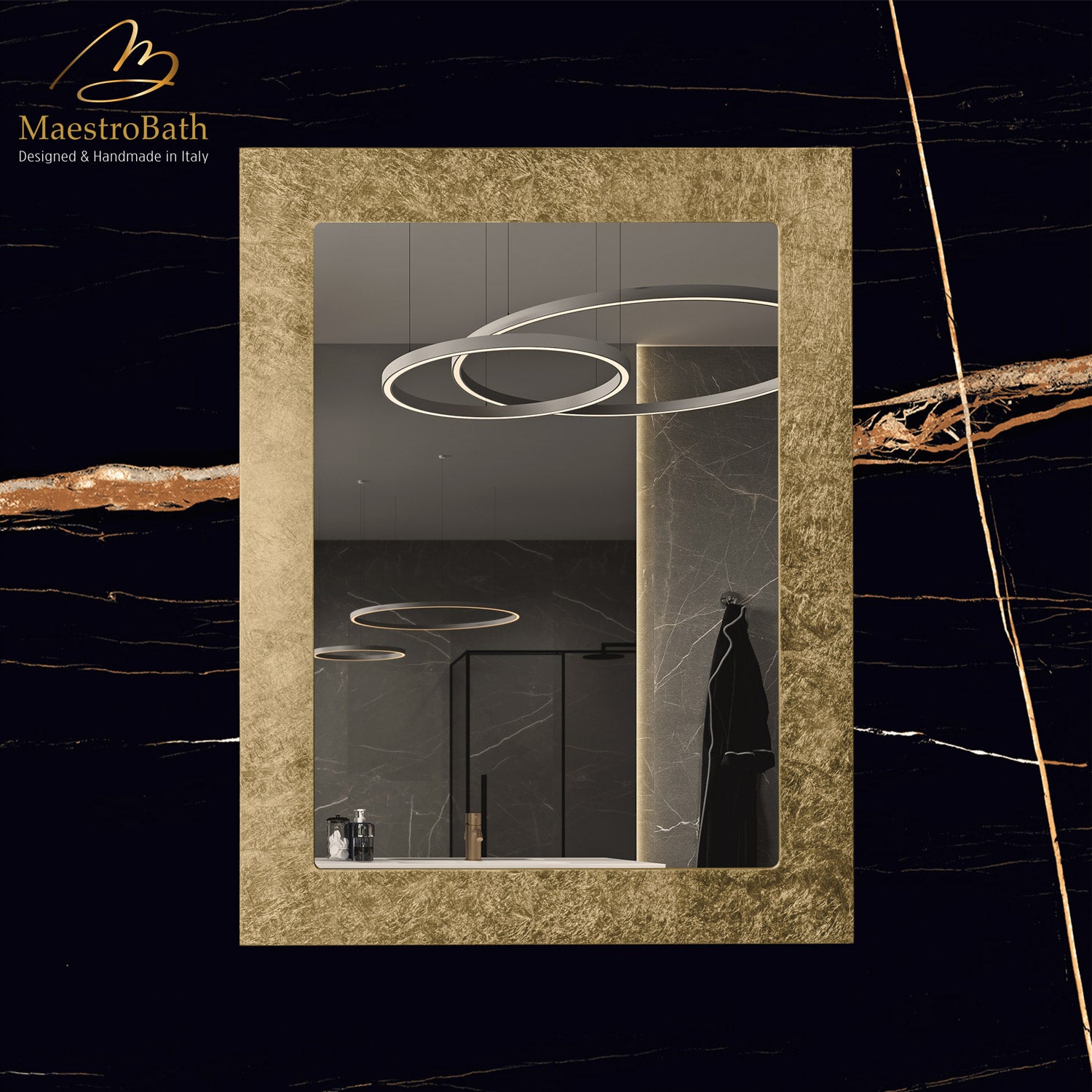 Luxury Rectangular Mirror | Gold Leaf #color_gold leaf